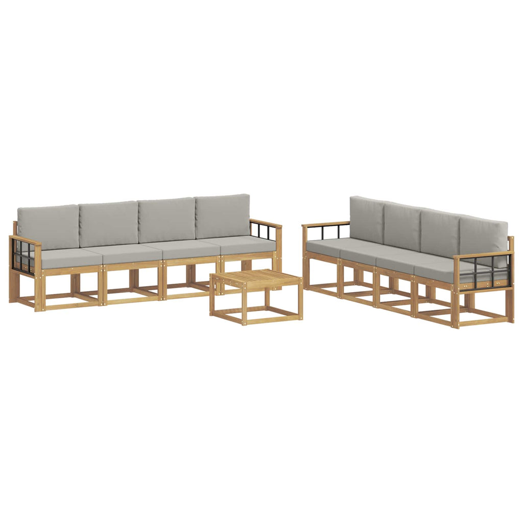 vidaXL Zestaw sof na zewnątrz 9 pcs Biały i jasnoszary 59 x 59 x 37 cm