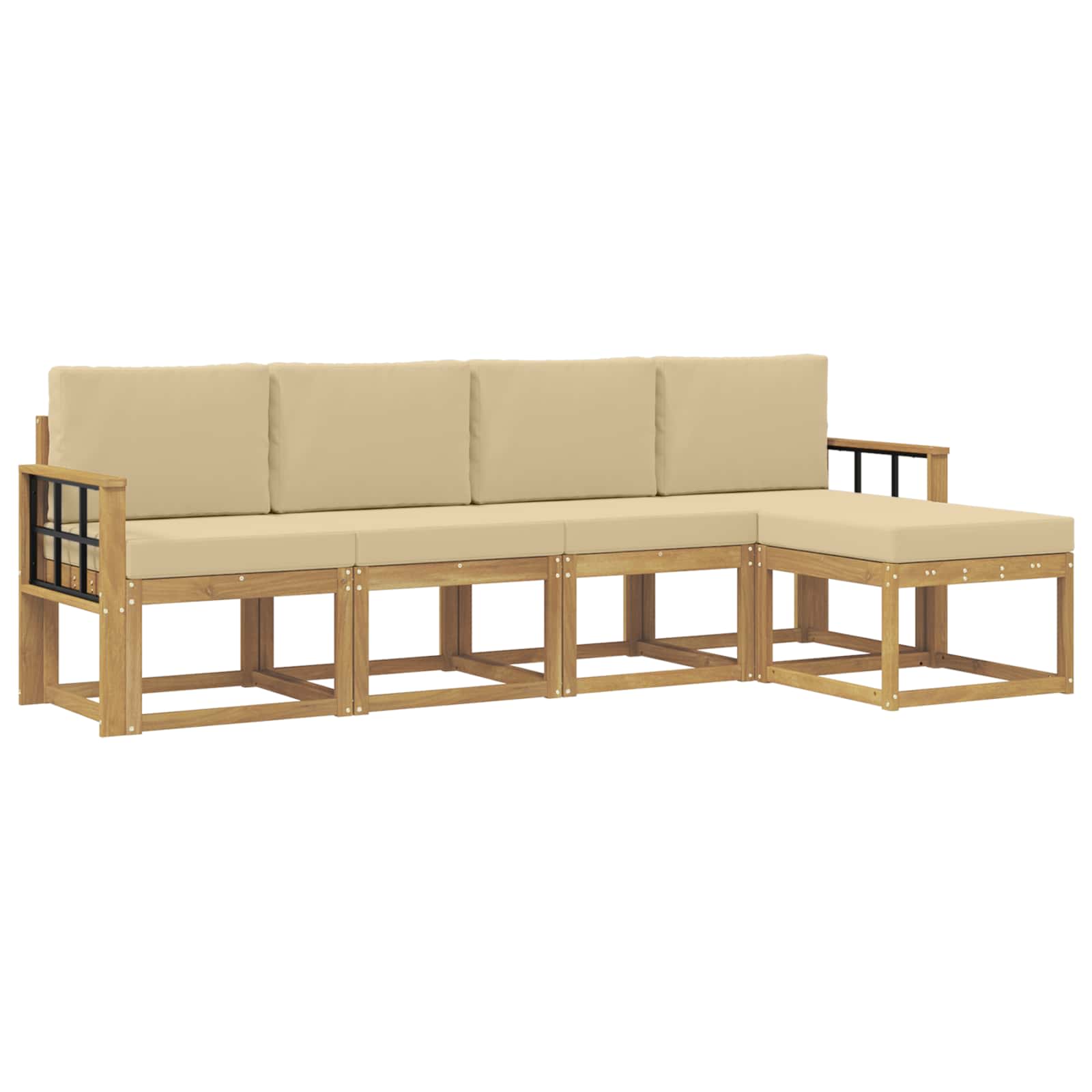 vidaXL Zestaw sof na zewnątrz z poduszką 5 pcs Biały i Beżowy