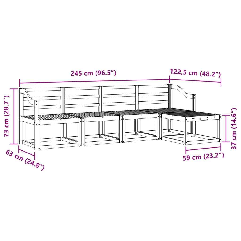 vidaXL Zestaw sof na zewnątrz 5 pcs Biały 245 x 122,5 x 73 cm