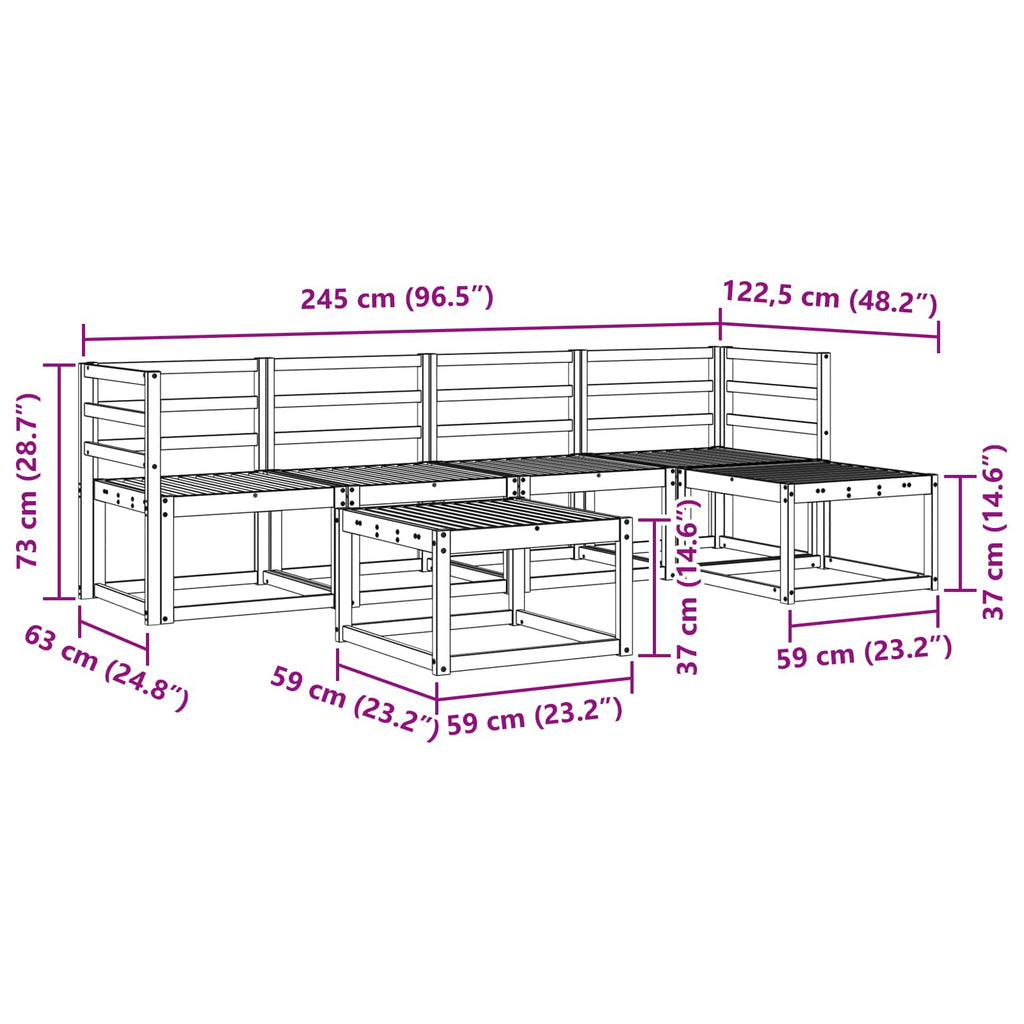 vidaXL Zestaw sof na zewnątrz 6 pcs Biały 59 x 59 x 37 cm
