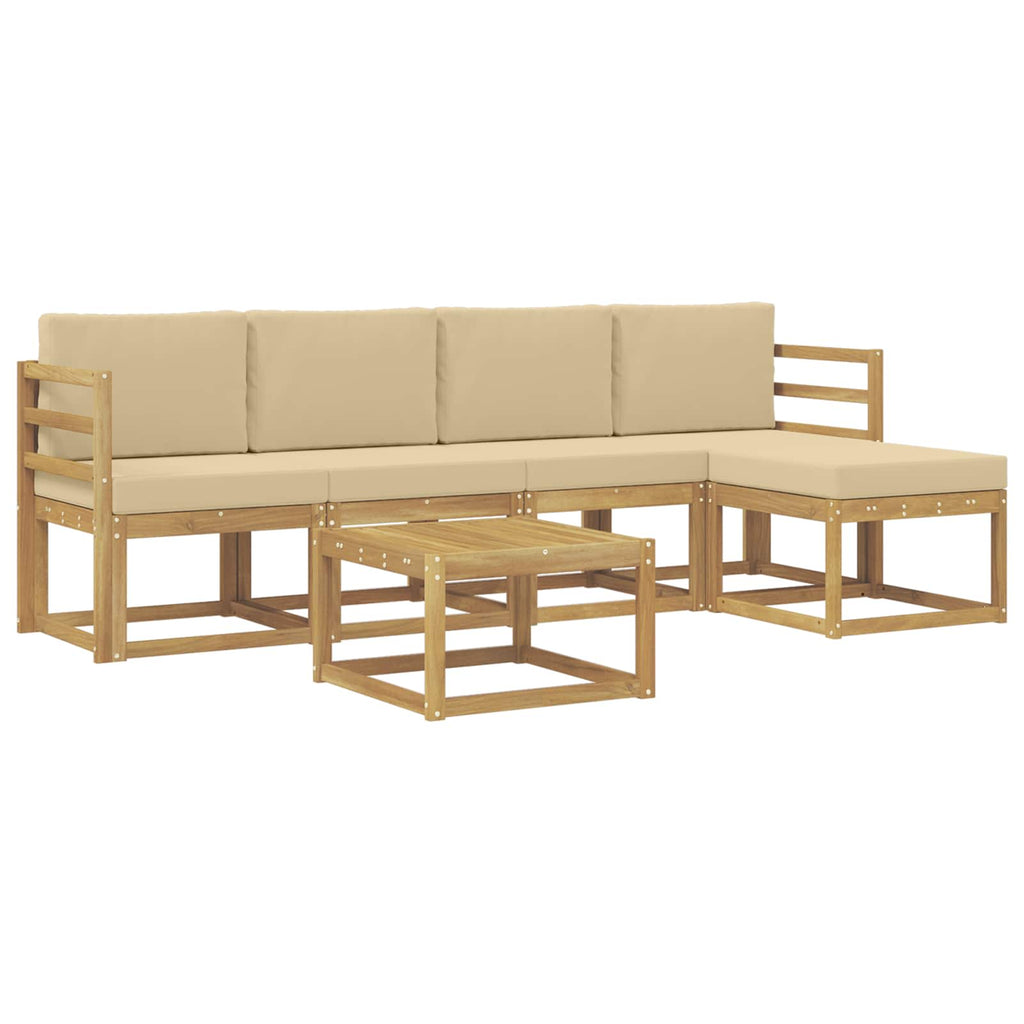 vidaXL Zestaw sof na zewnątrz z poduszką 6 pcs Biały i Beżowy