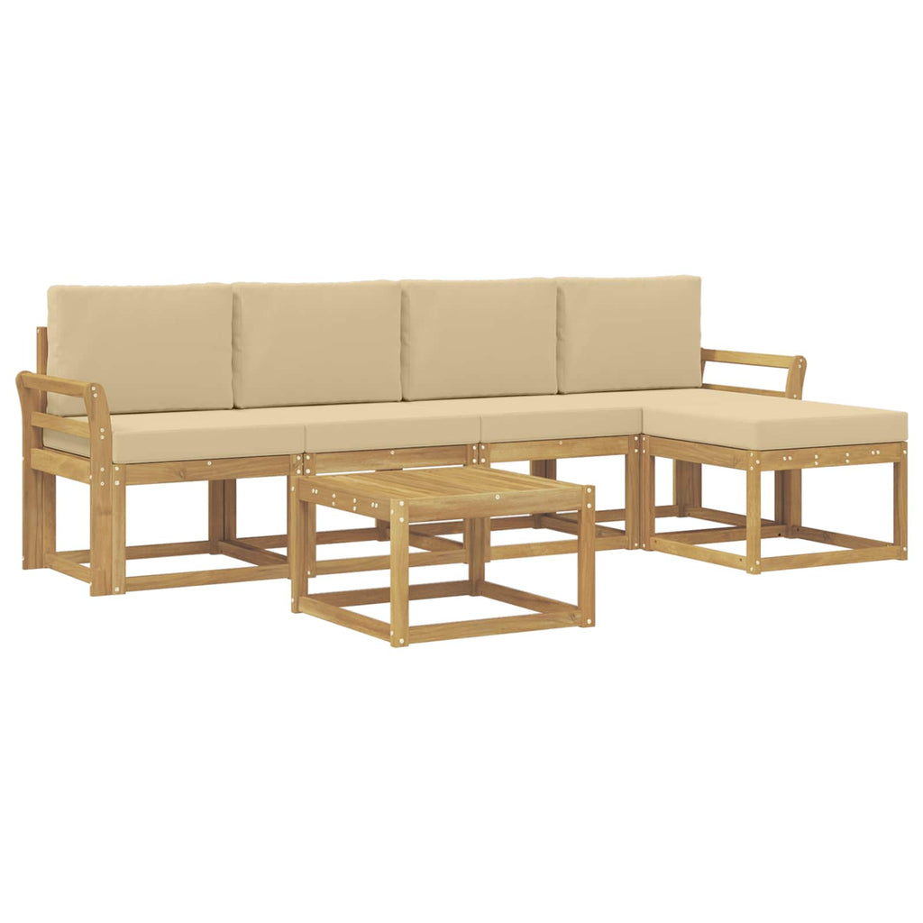 vidaXL Zestaw sof na zewnątrz z poduszką 6 pcs Biały i Beżowy