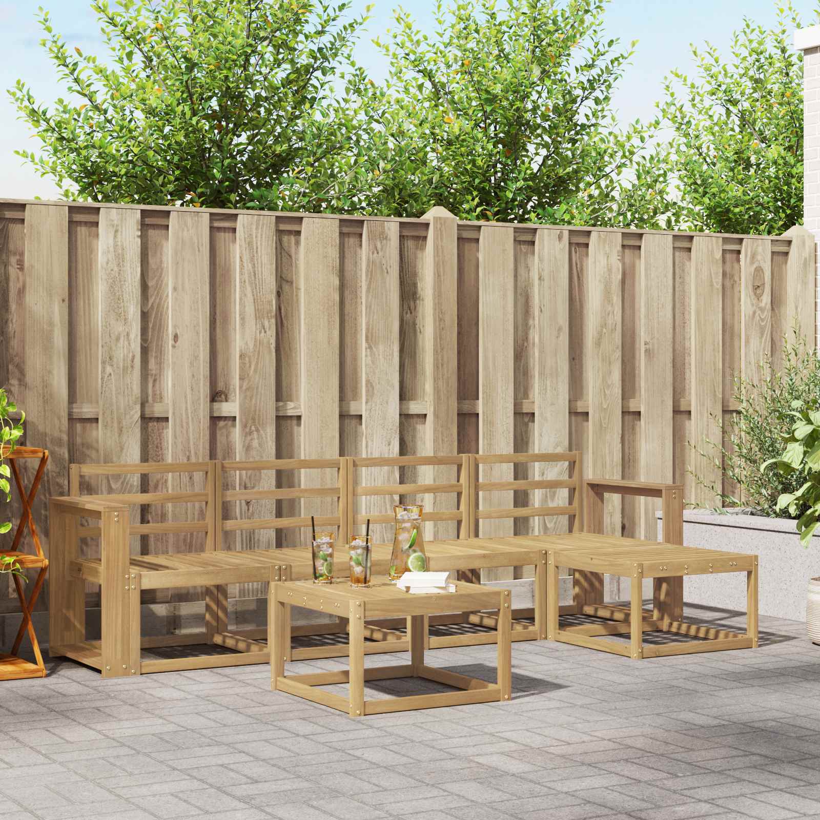 vidaXL Zestaw sof na zewnątrz 6 pcs Biały 59 x 59 x 37 cm