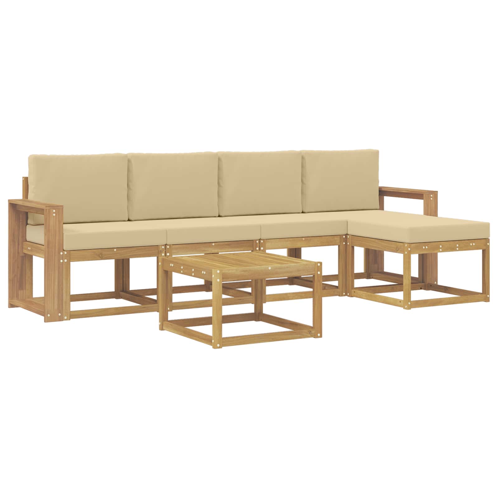 vidaXL Zestaw sof na zewnątrz z poduszką 6 pcs Biały i Beżowy