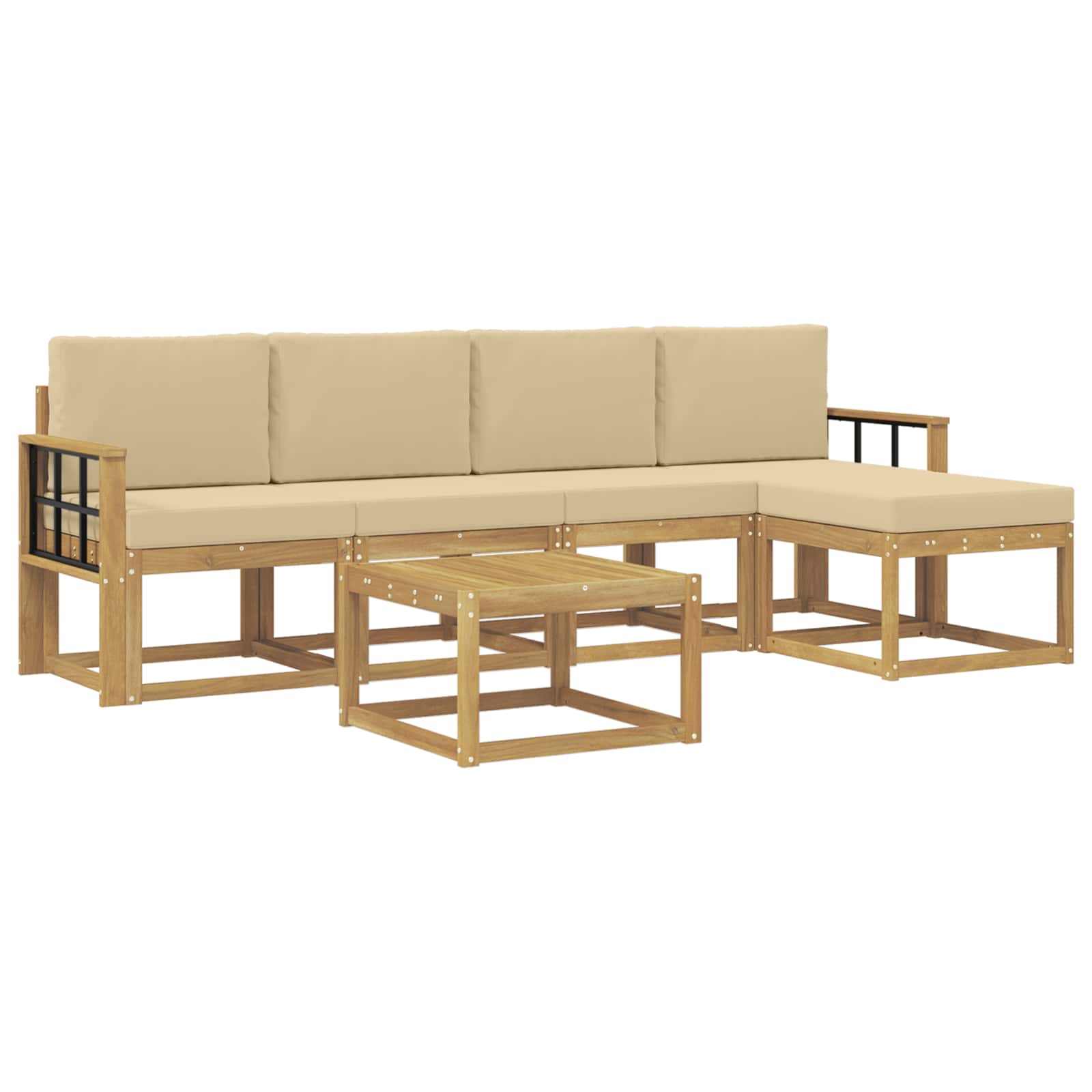 vidaXL Zestaw sof na zewnątrz z poduszką 6 pcs Biały i Beżowy