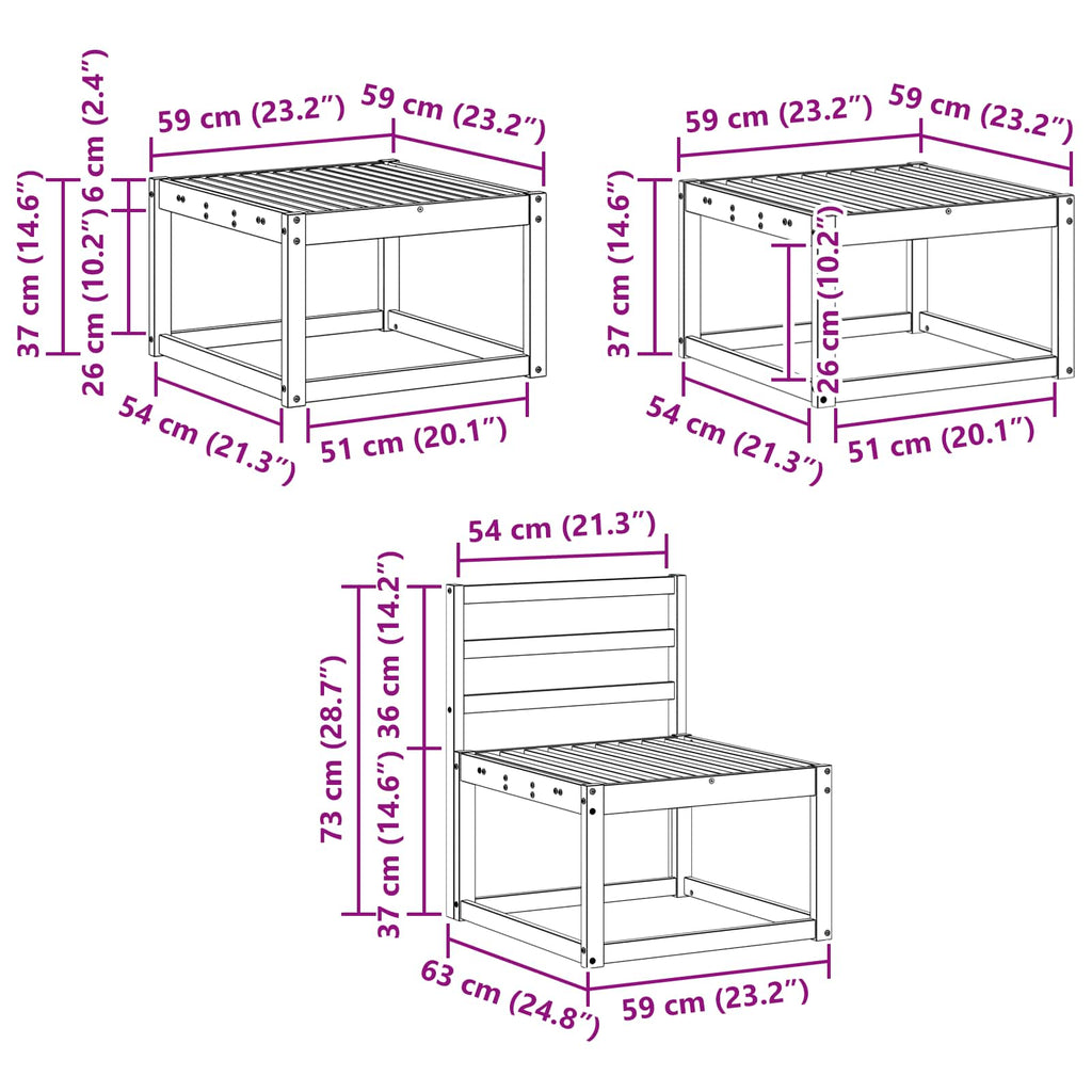 vidaXL Zestaw sof na zewnątrz 6 pcs Biały 59 x 59 x 37 cm