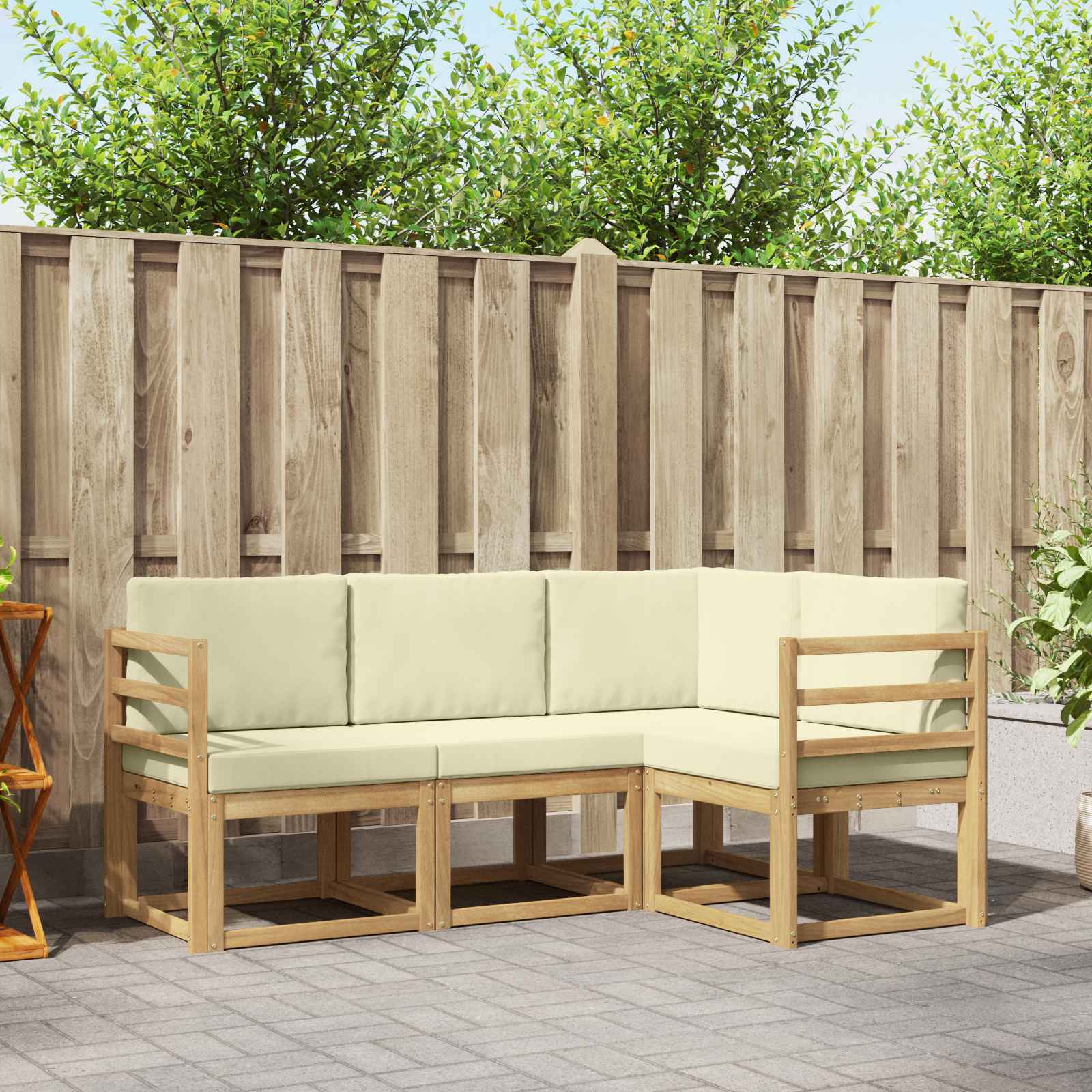vidaXL Zestaw sof na zewnątrz z poduszką 4 pcs Biały i kremowy