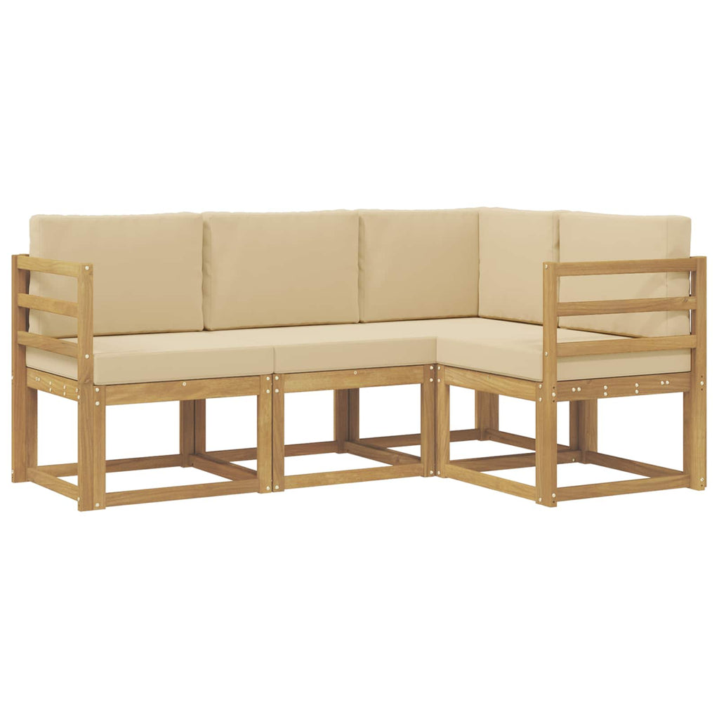 vidaXL Zestaw sof na zewnątrz z poduszką 4 pcs Biały i Beżowy