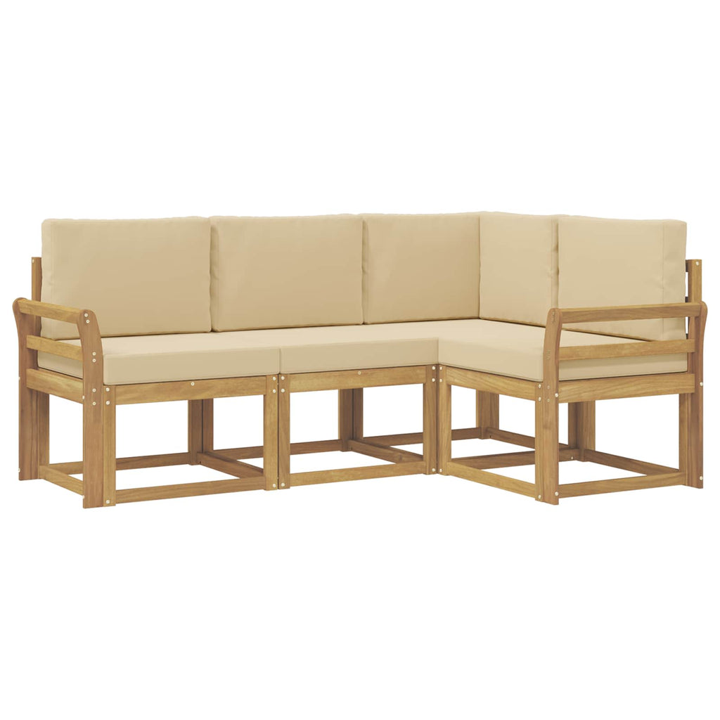 vidaXL Zestaw sof na zewnątrz z poduszką 4 pcs Biały i Beżowy