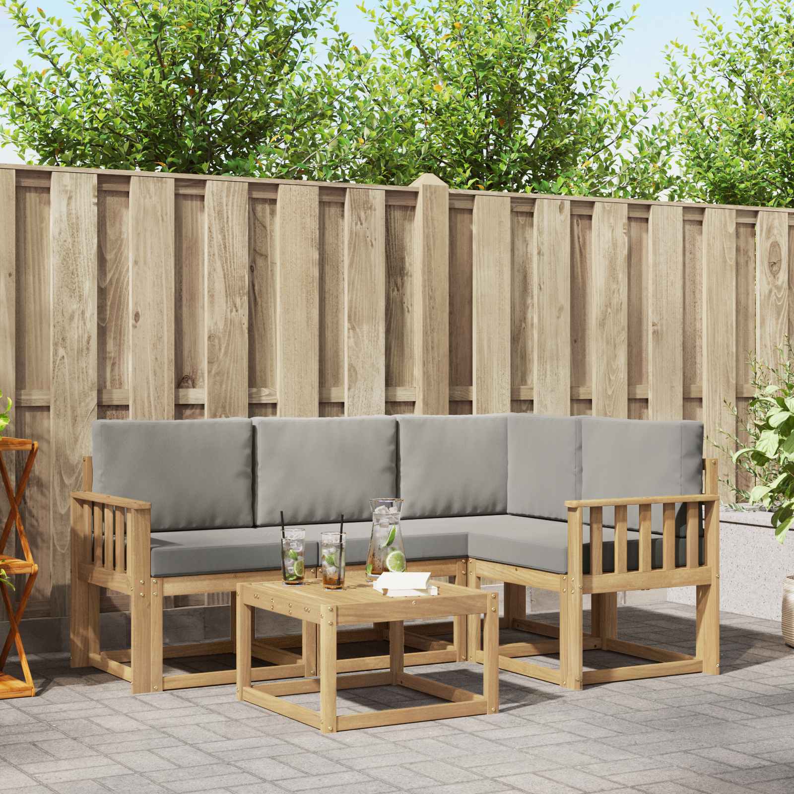 vidaXL Zestaw sof na zewnątrz 5 pcs Biały i jasnoszary 59 x 59 x 37 cm
