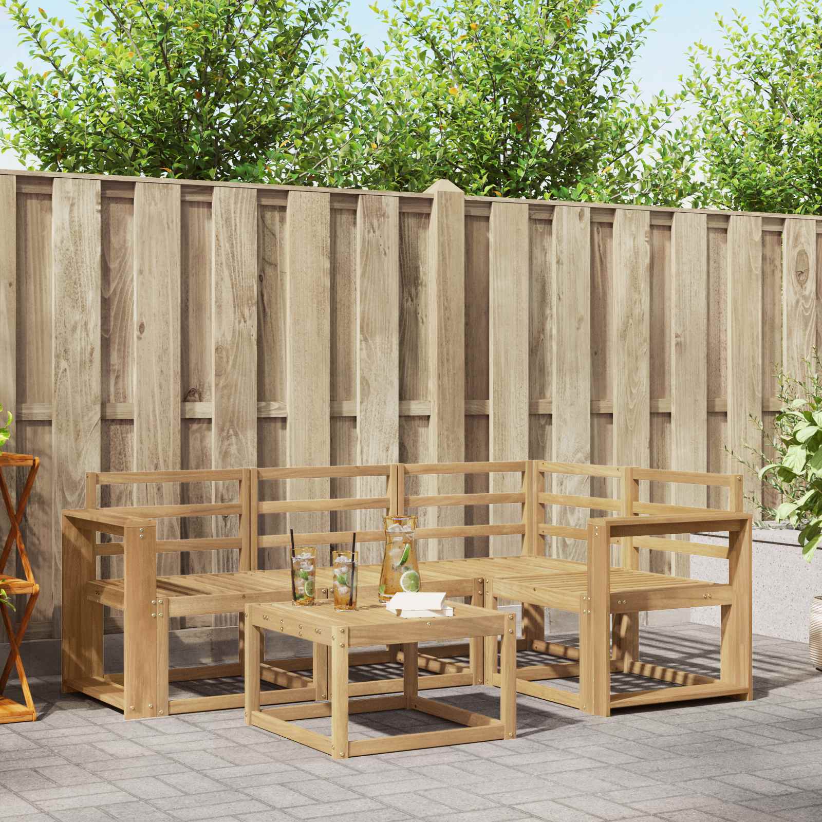 vidaXL Zestaw sof na zewnątrz 5 pcs Biały 59 x 59 x 37 cm