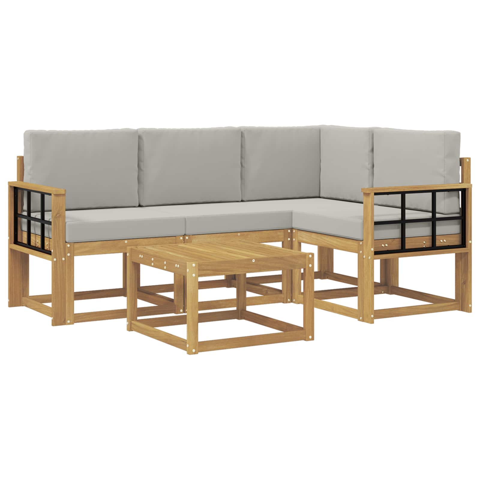 vidaXL Zestaw sof na zewnątrz 5 pcs Biały i jasnoszary 59 x 59 x 37 cm