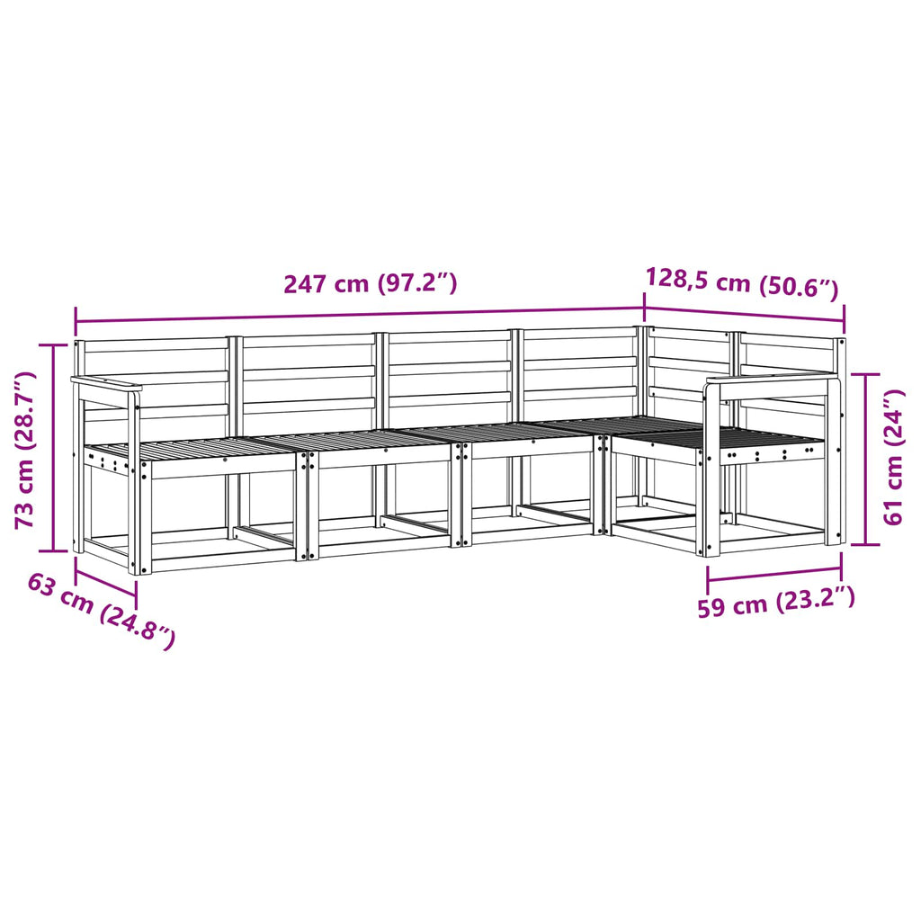vidaXL Zestaw sof na zewnątrz 5 pcs Biały Lite Drewno Akacji