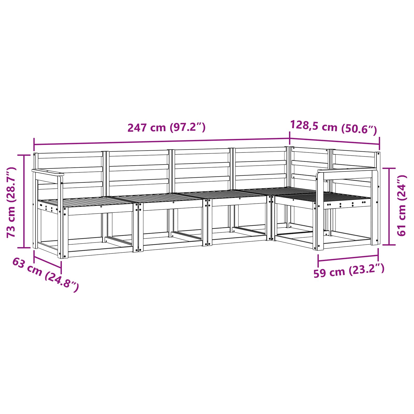 vidaXL Zestaw sof na zewnątrz 5 pcs Biały Lite Drewno Akacji