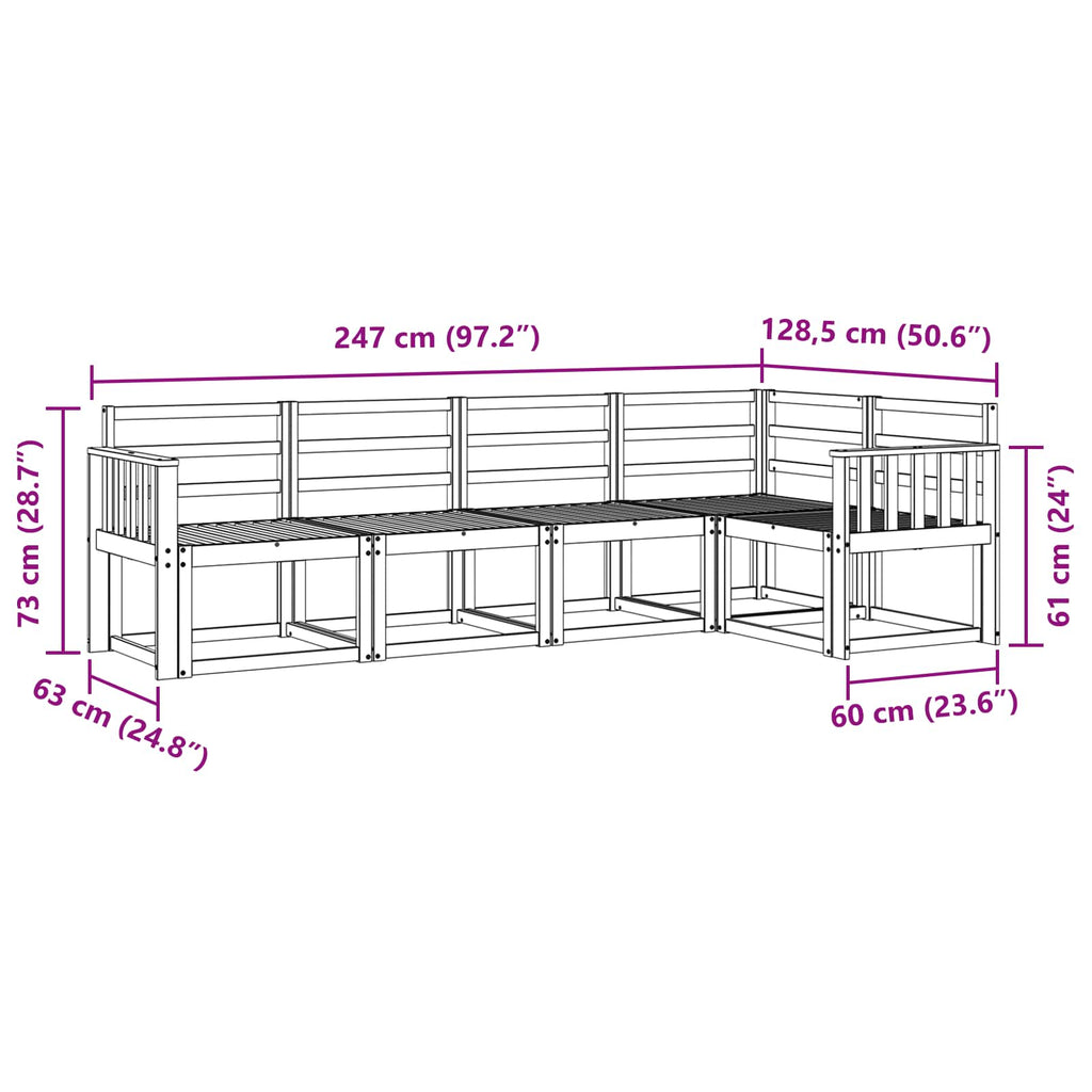 vidaXL Zestaw sof na zewnątrz 5 pcs Biały Lite Drewno Akacji