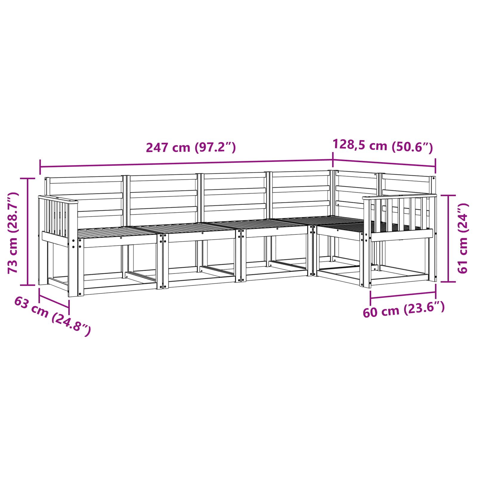 vidaXL Zestaw sof na zewnątrz 5 pcs Biały Lite Drewno Akacji