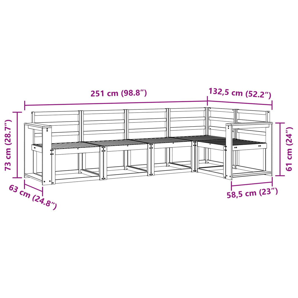 vidaXL Zestaw sof na zewnątrz 5 pcs Biały Lite Drewno Akacji