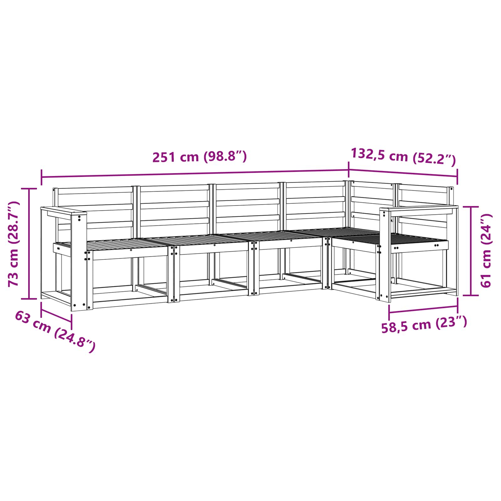 vidaXL Zestaw sof na zewnątrz 5 pcs Biały Lite Drewno Akacji