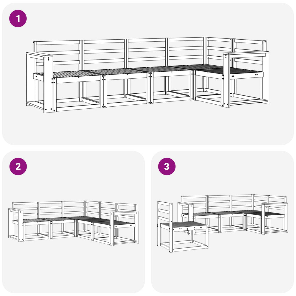 vidaXL Zestaw sof na zewnątrz 5 pcs Biały Lite Drewno Akacji