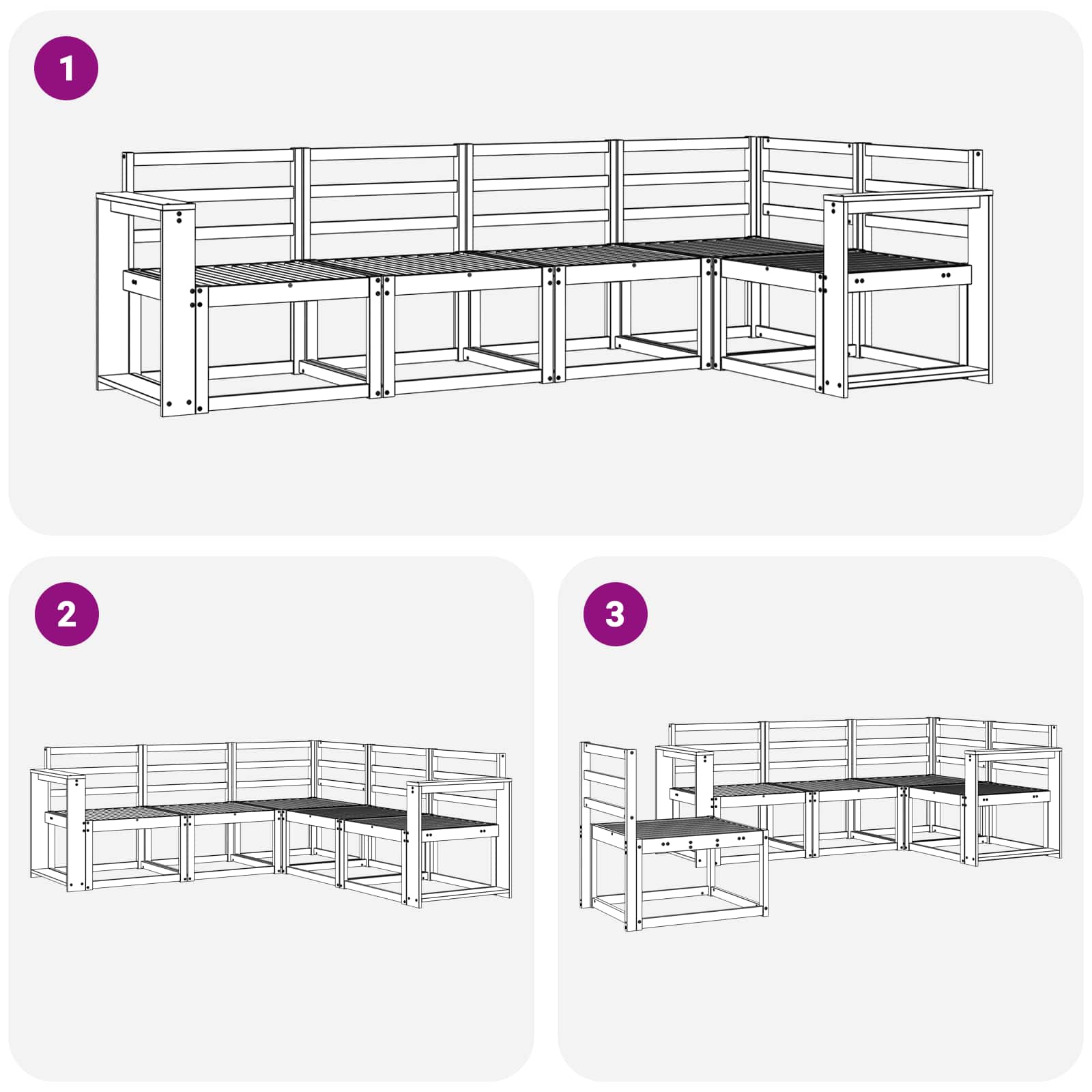 vidaXL Zestaw sof na zewnątrz 5 pcs Biały Lite Drewno Akacji