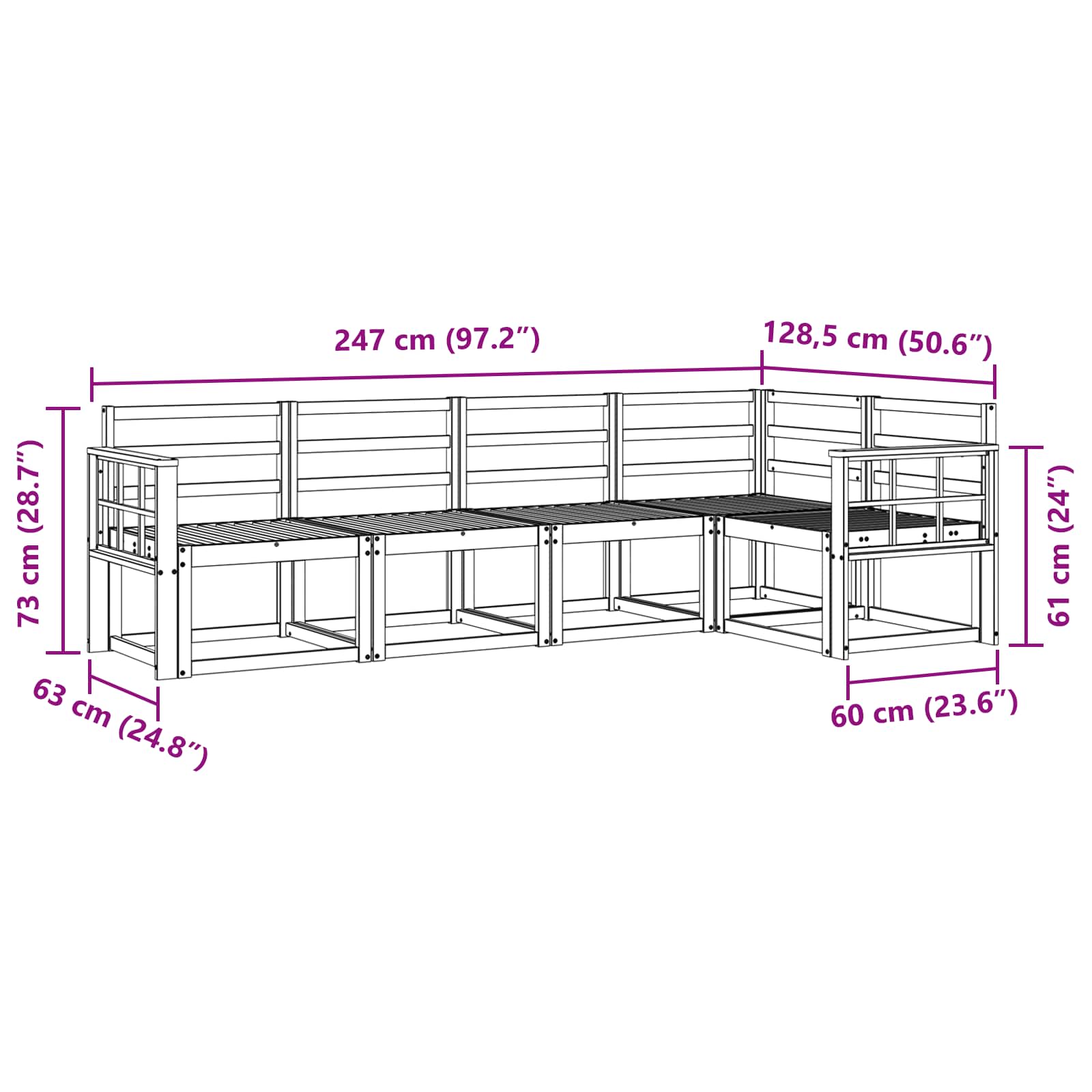 vidaXL Zestaw sof na zewnątrz 5 pcs Biały Lite Drewno Akacji