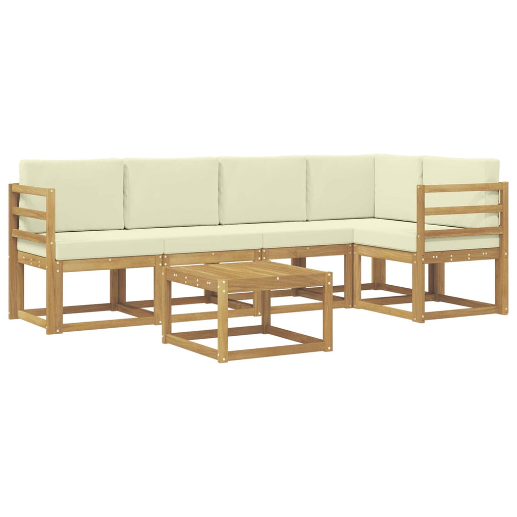 vidaXL Zestaw sof na zewnątrz 6 pcs Biały i kremowy Lite Drewno Akacji