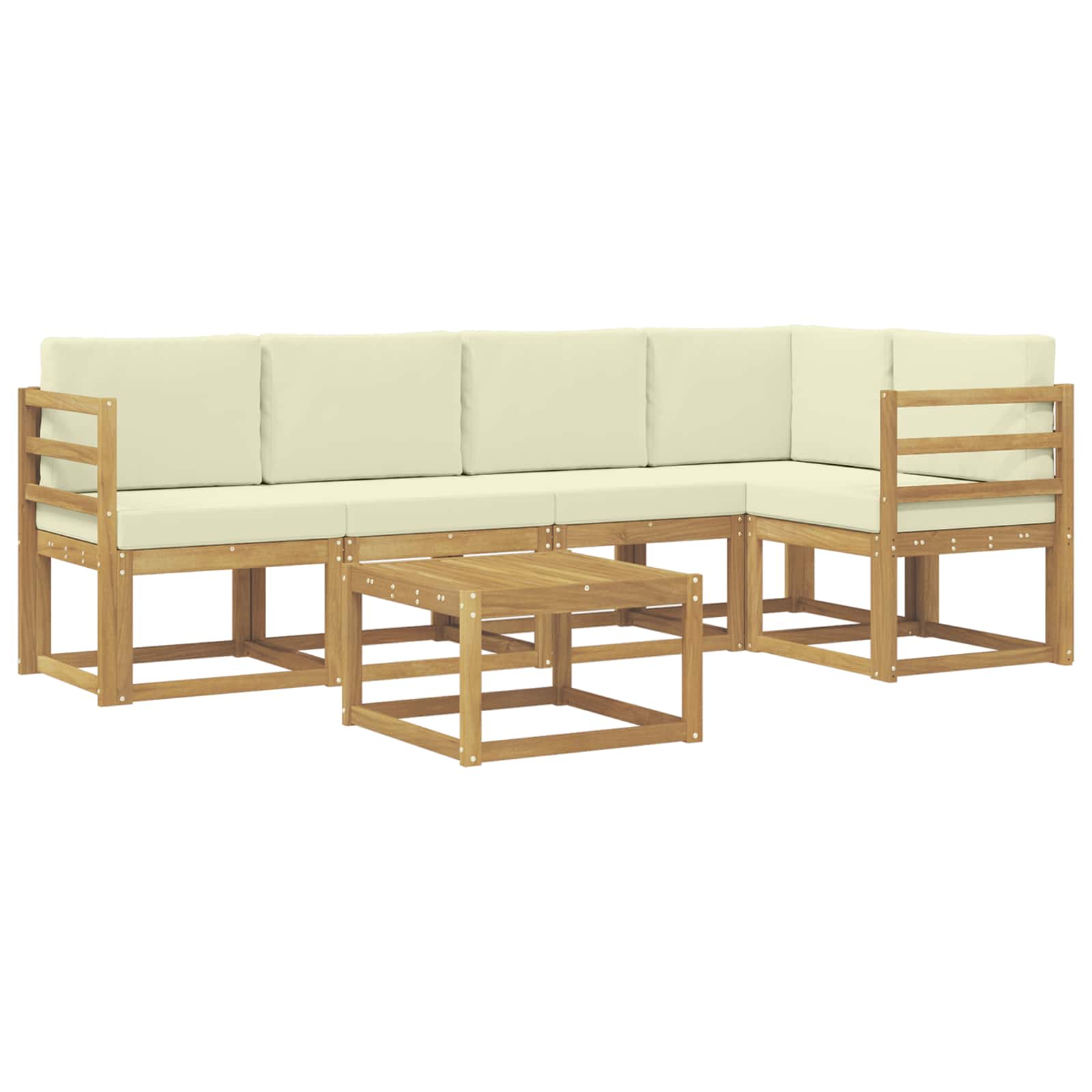 vidaXL Zestaw sof na zewnątrz 6 pcs Biały i kremowy Lite Drewno Akacji