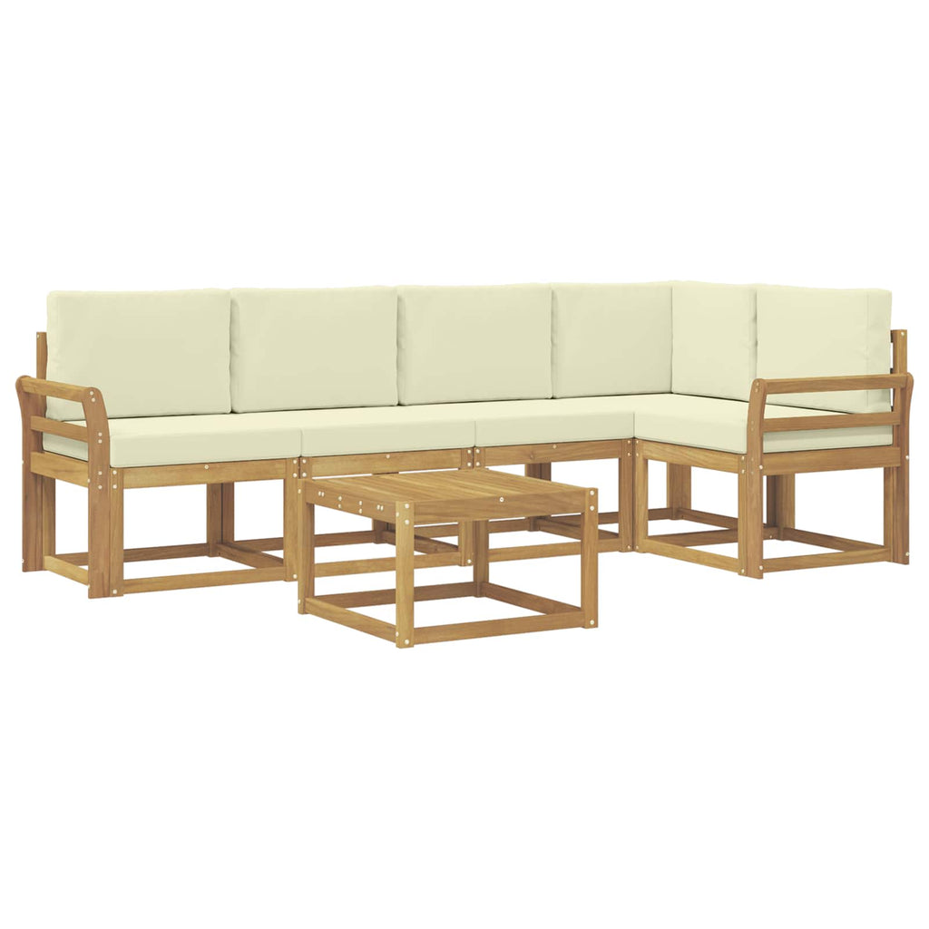 vidaXL Zestaw sof na zewnątrz 6 pcs Biały i kremowy Lite Drewno Akacji