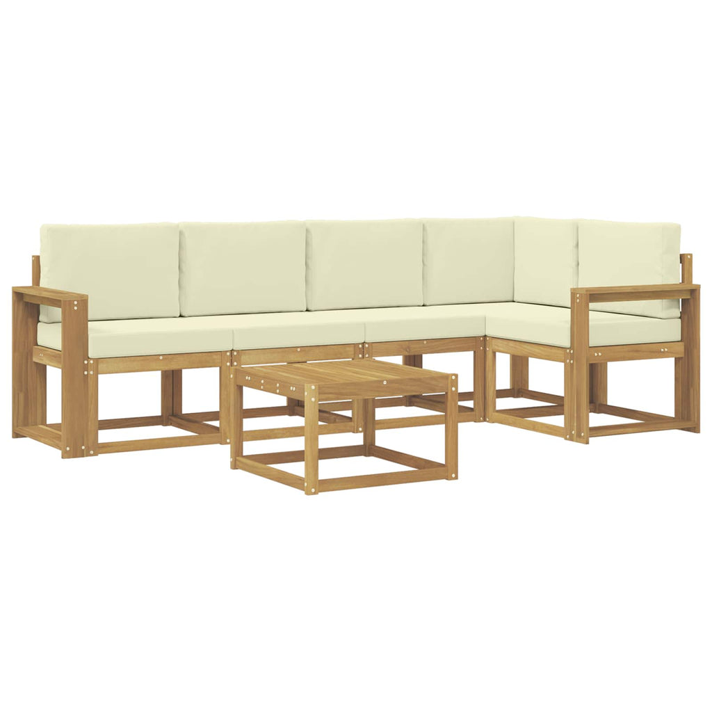 vidaXL Zestaw sof na zewnątrz 6 pcs Biały i kremowy Lite Drewno Akacji