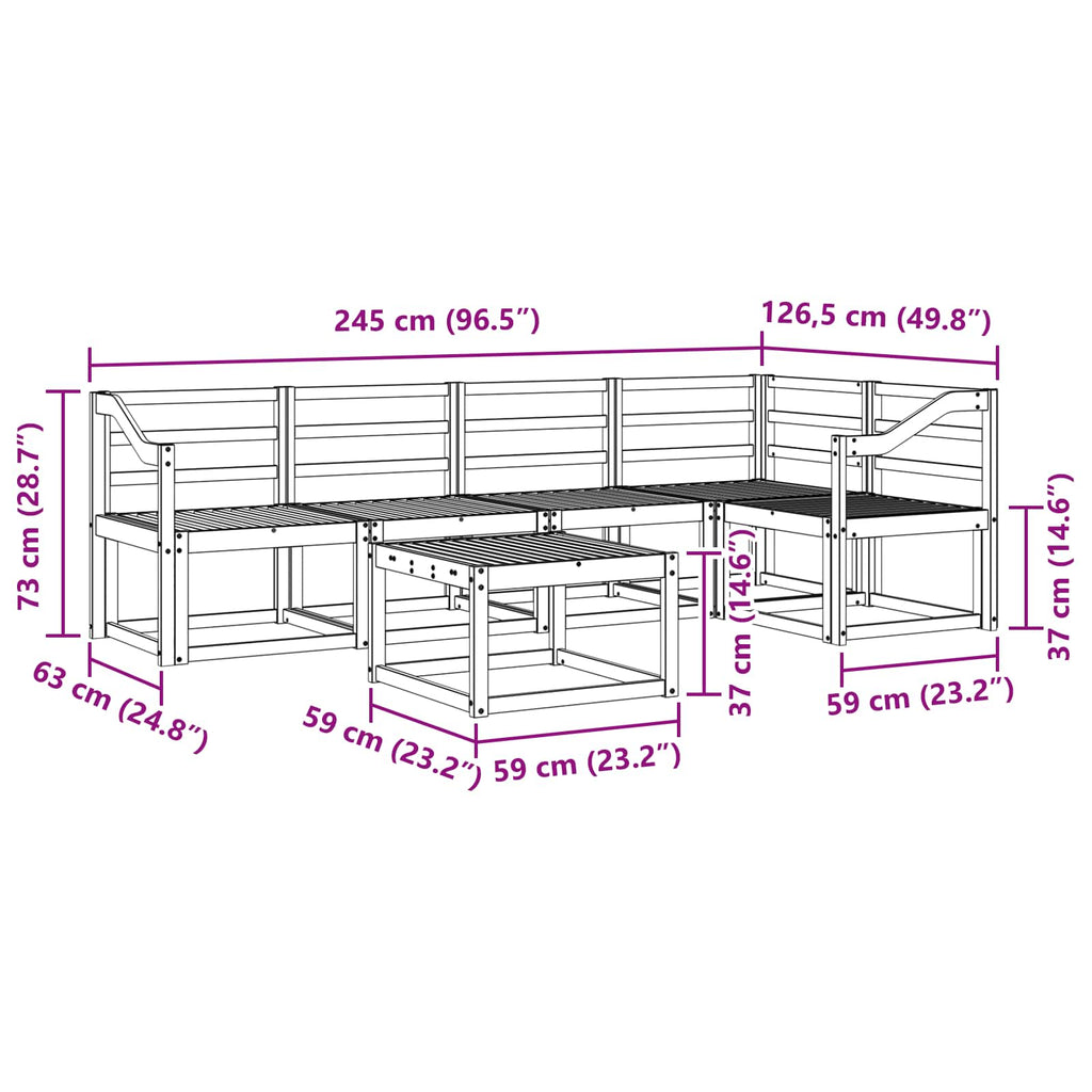 vidaXL Zestaw sof na zewnątrz 6 pcs Biały Lite Drewno Akacji