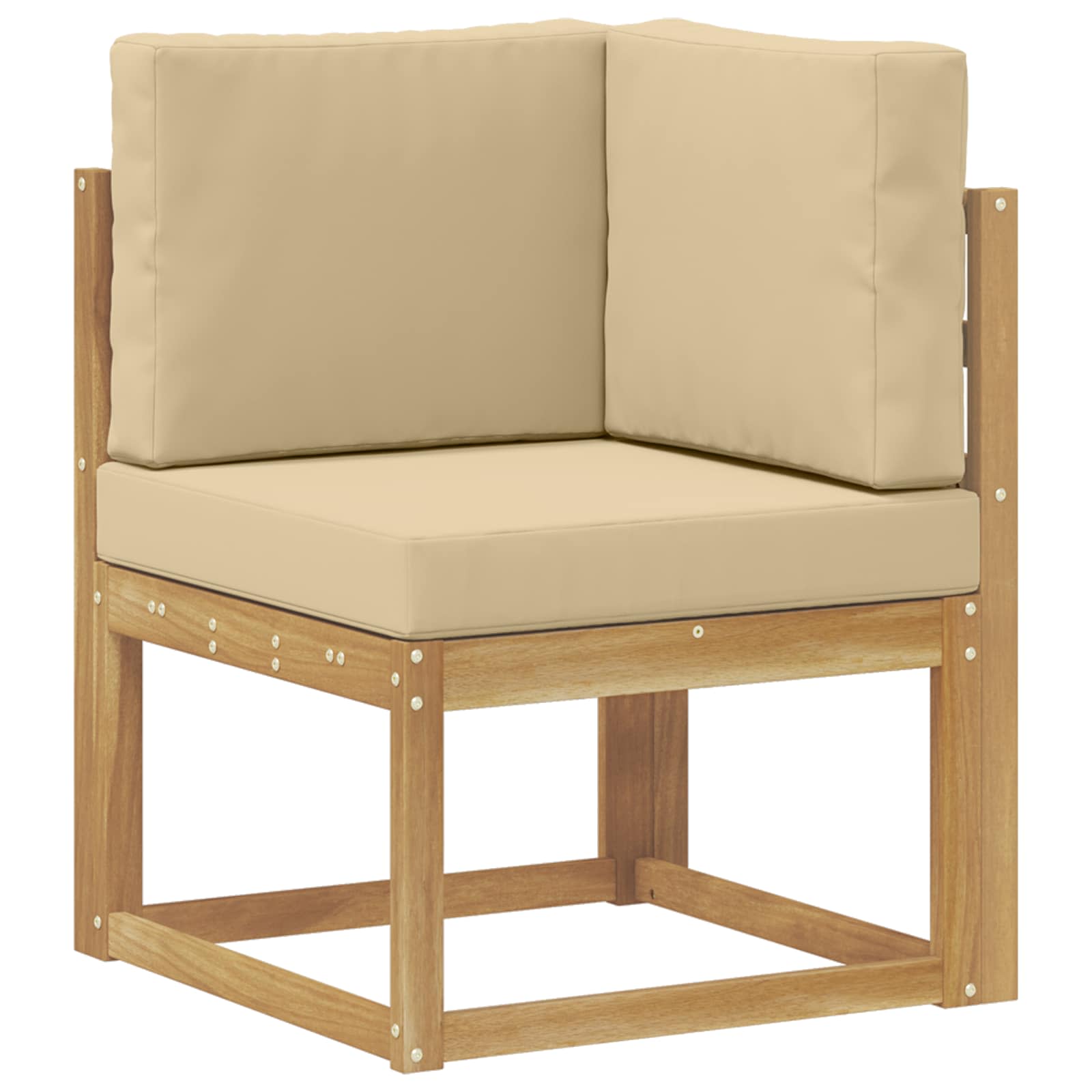 vidaXL Zestaw sof na zewnątrz 6 pcs Biały i Beżowy Lite Drewno Akacji