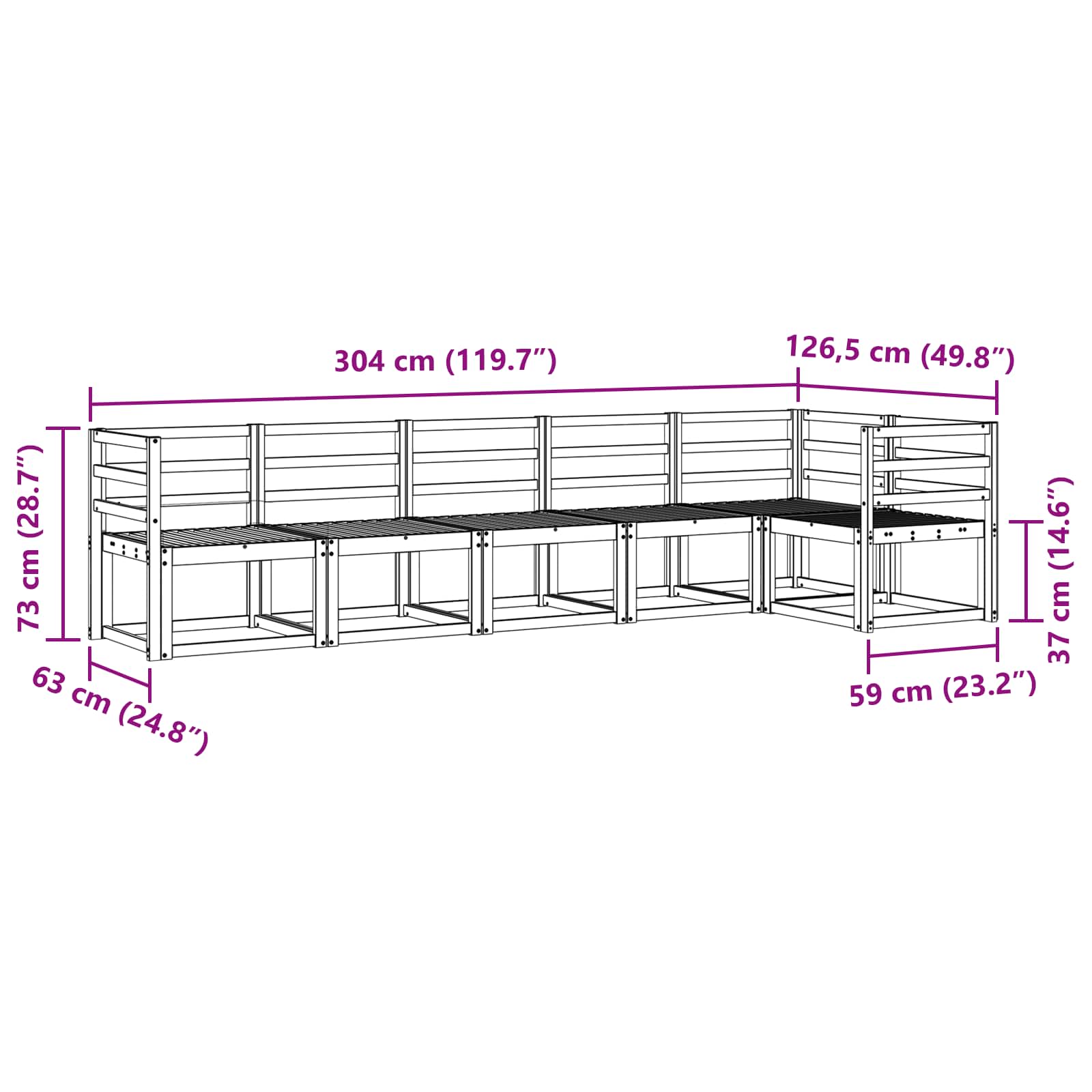 vidaXL Zestaw sof na zewnątrz 6 pcs Biały Lite Drewno Akacji
