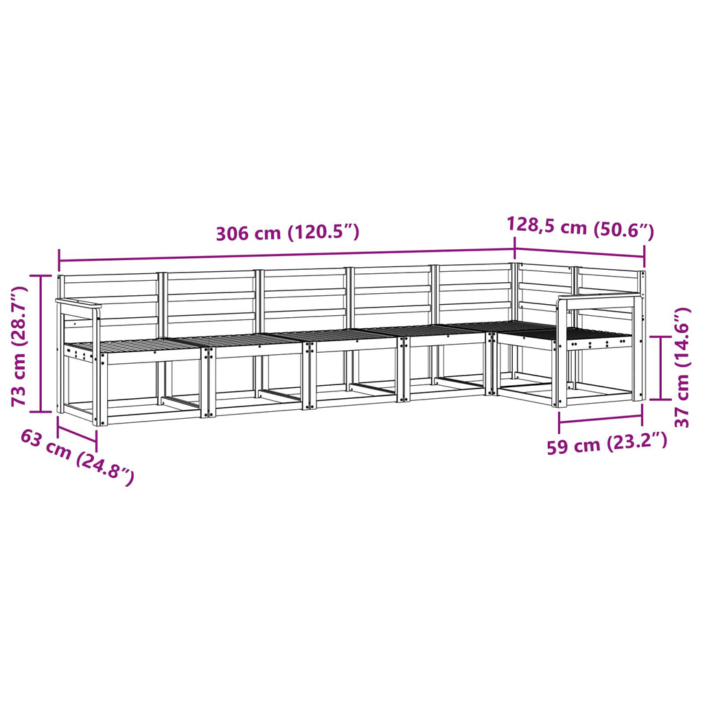 vidaXL Zestaw sof na zewnątrz 6 pcs Biały Lite Drewno Akacji