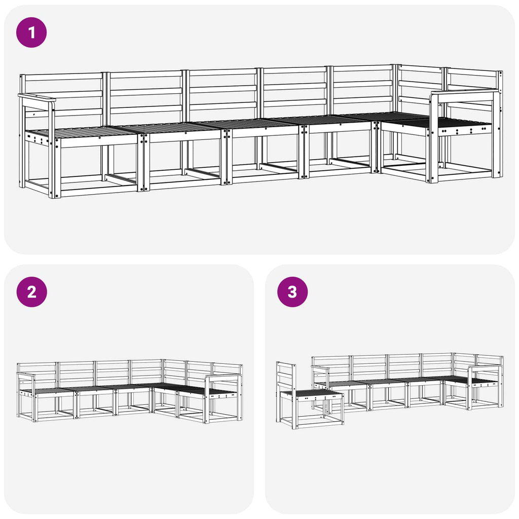 vidaXL Zestaw sof na zewnątrz 6 pcs Biały Lite Drewno Akacji