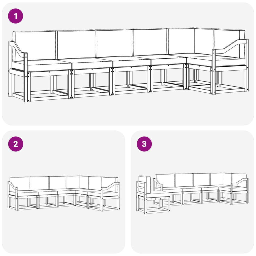 vidaXL Zestaw sof na zewnątrz z poduszką 6 pcs Biały i jasnoszary