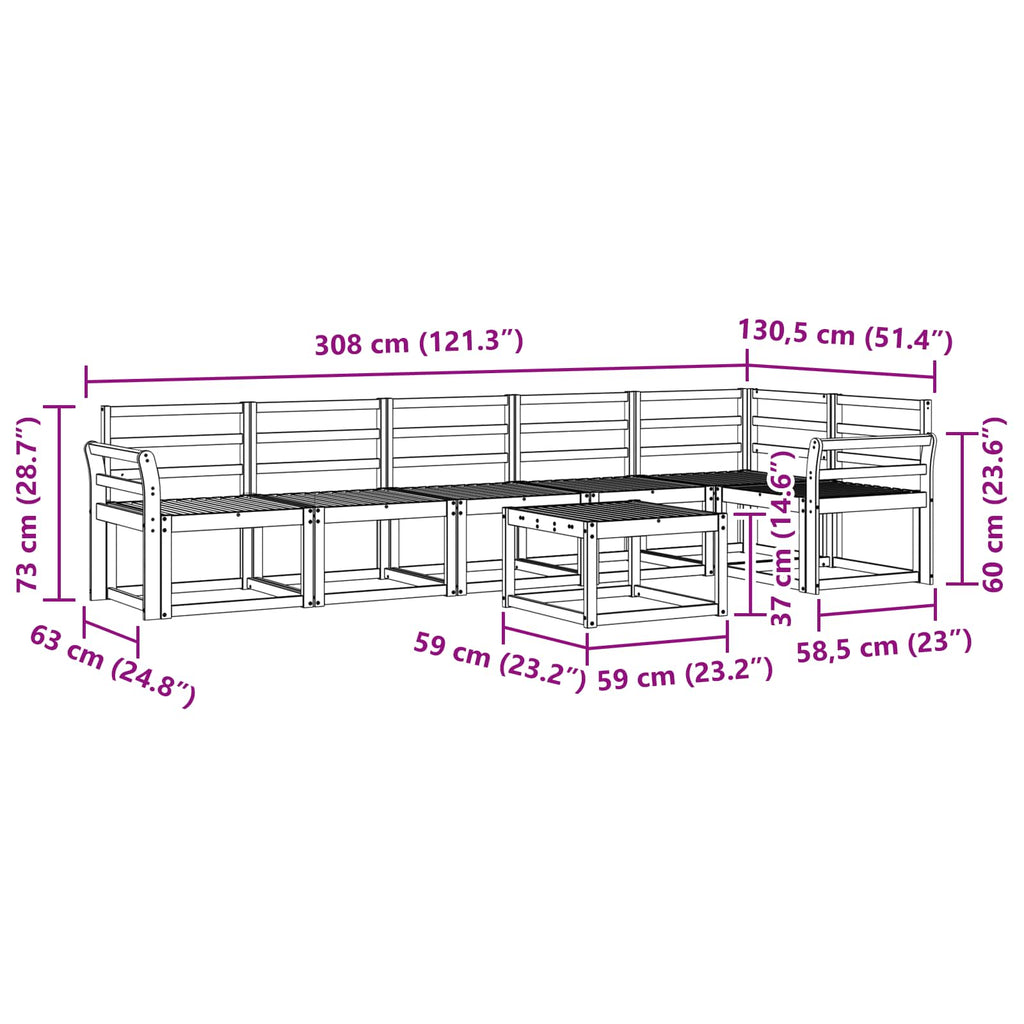 vidaXL Zestaw sof na zewnątrz 7 pcs Biały Lite Drewno Akacji