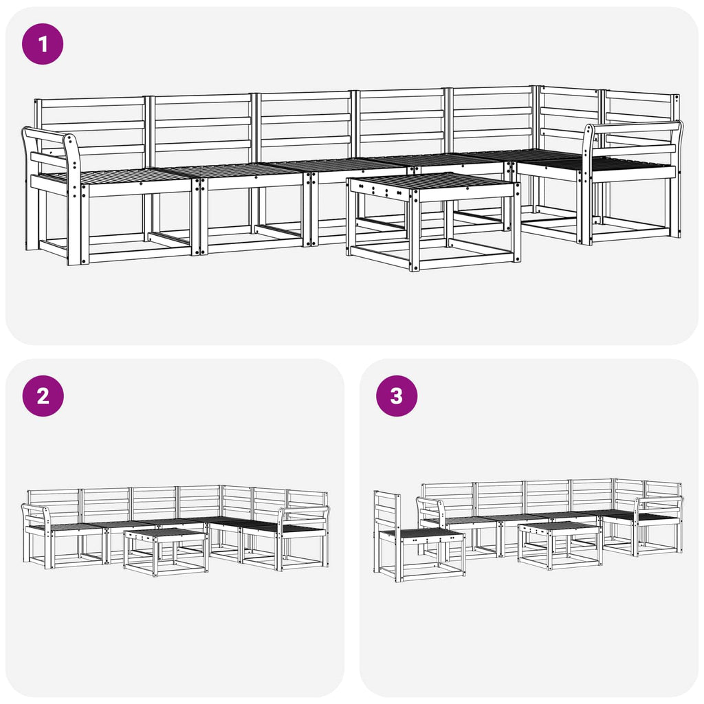 vidaXL Zestaw sof na zewnątrz 7 pcs Biały Lite Drewno Akacji