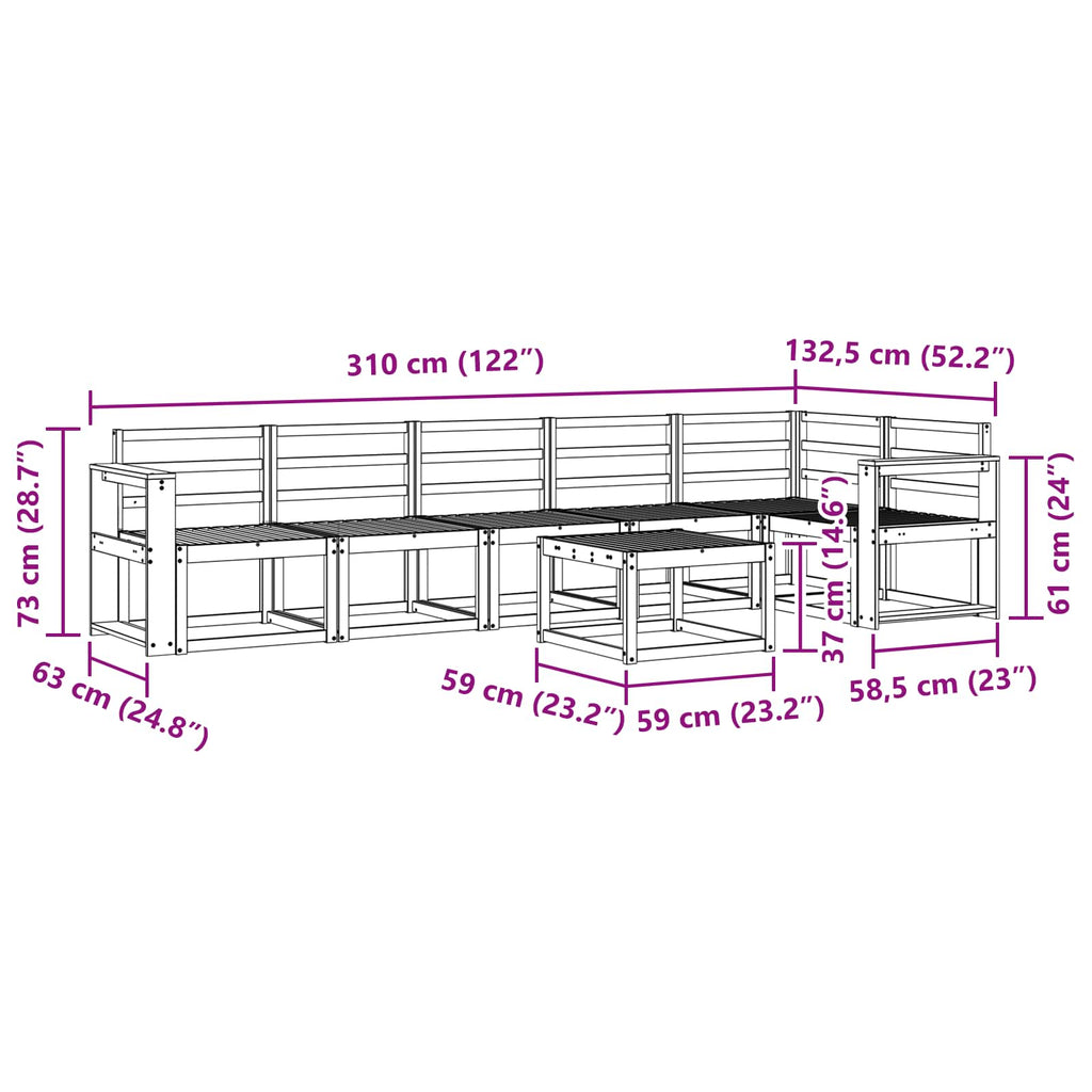 vidaXL Zestaw sof na zewnątrz 7 pcs Biały Lite Drewno Akacji