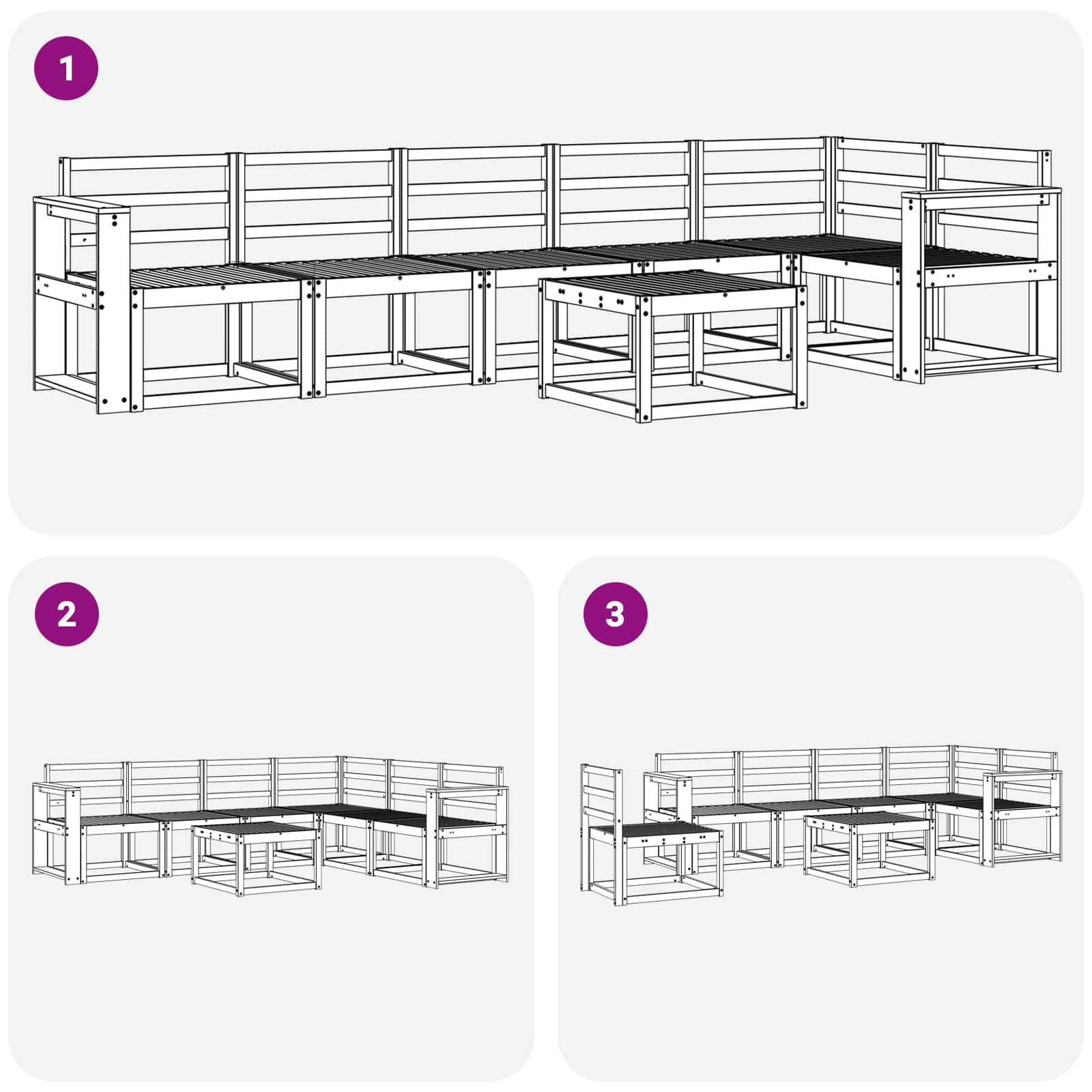 vidaXL Zestaw sof na zewnątrz 7 pcs Biały Lite Drewno Akacji