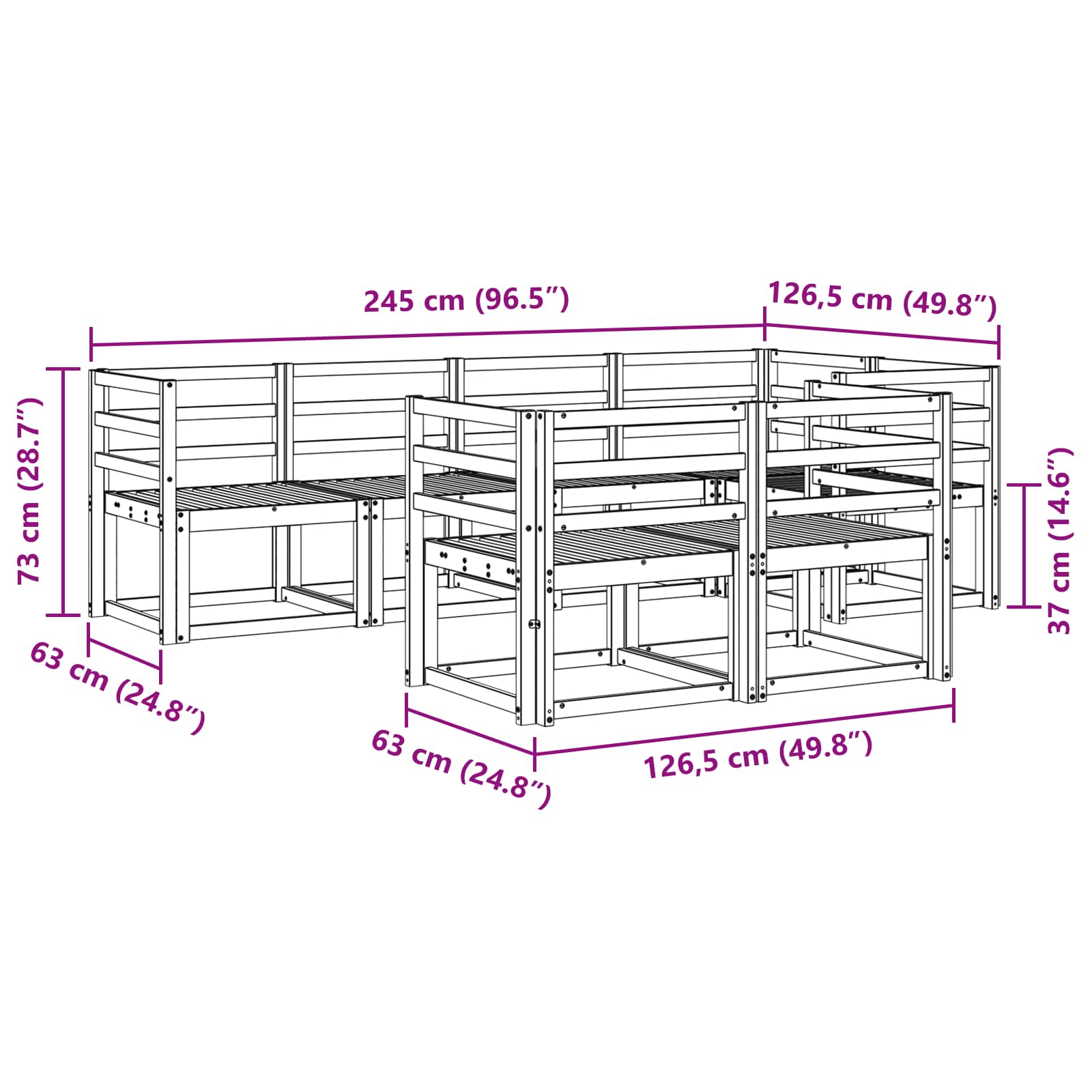 vidaXL Zestaw sof na zewnątrz 7 pcs