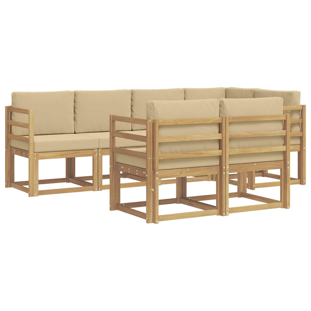 vidaXL Zestaw sof na zewnątrz 7 pcs Biały i Beżowy Poliester