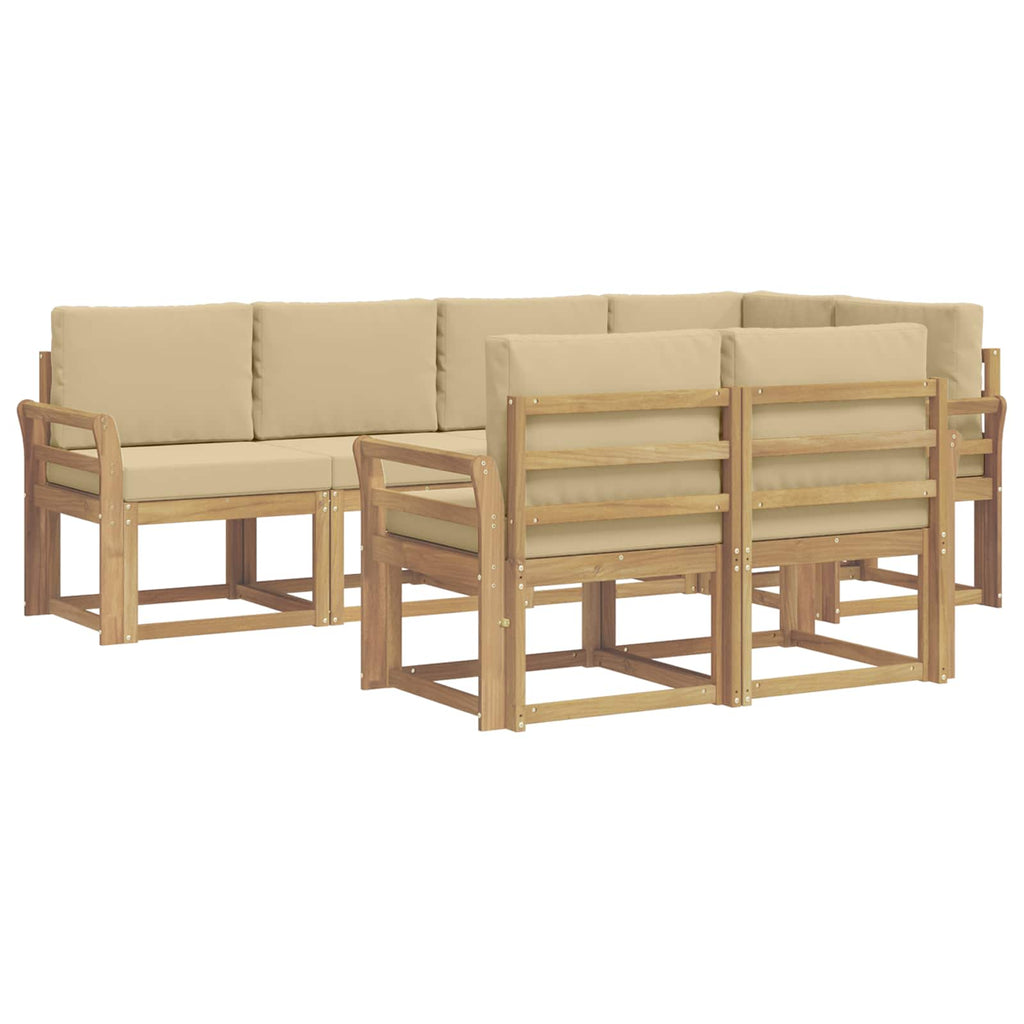vidaXL Zestaw sof na zewnątrz 7 pcs Biały i Beżowy Poliester