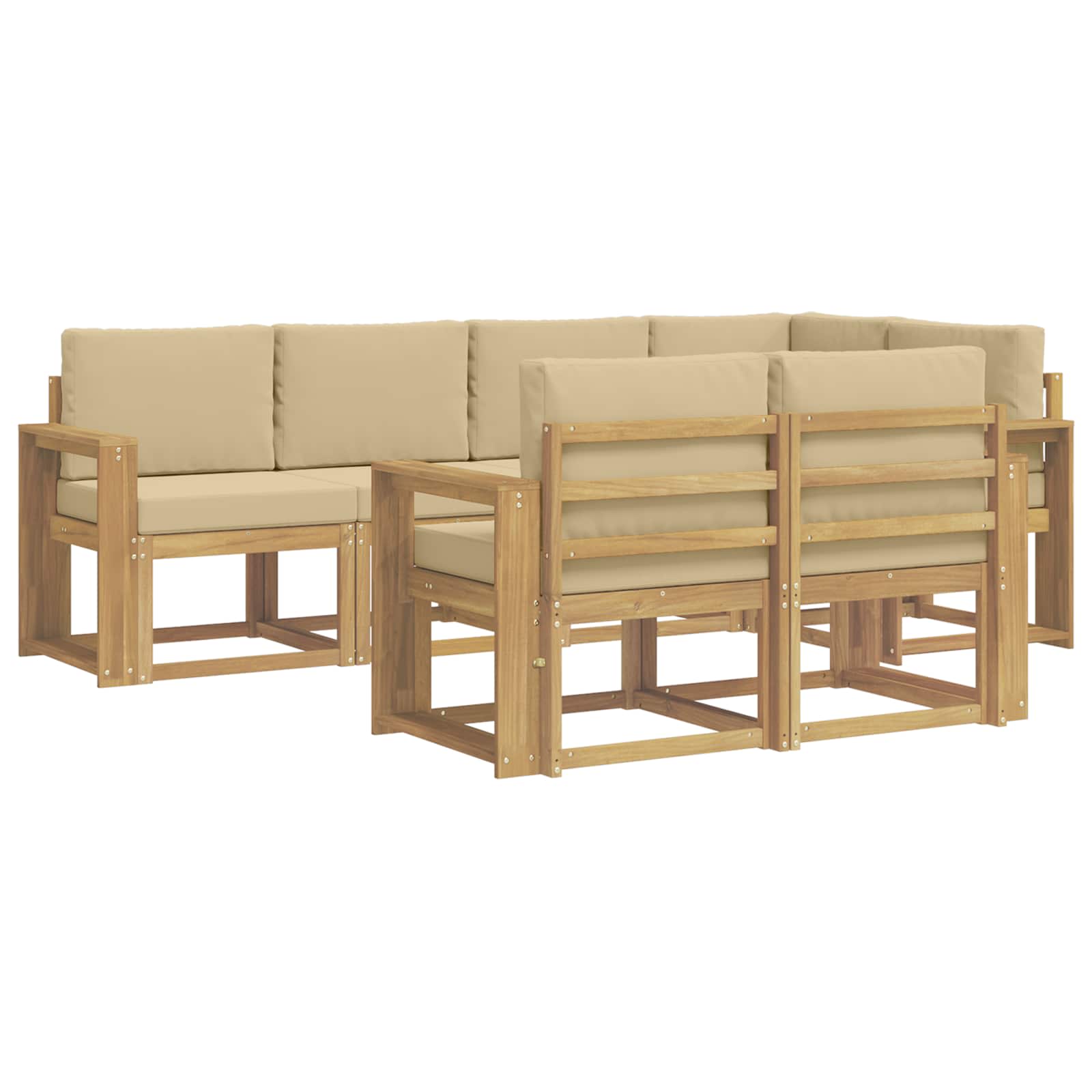 vidaXL Zestaw sof na zewnątrz 7 pcs Biały i Beżowy Poliester