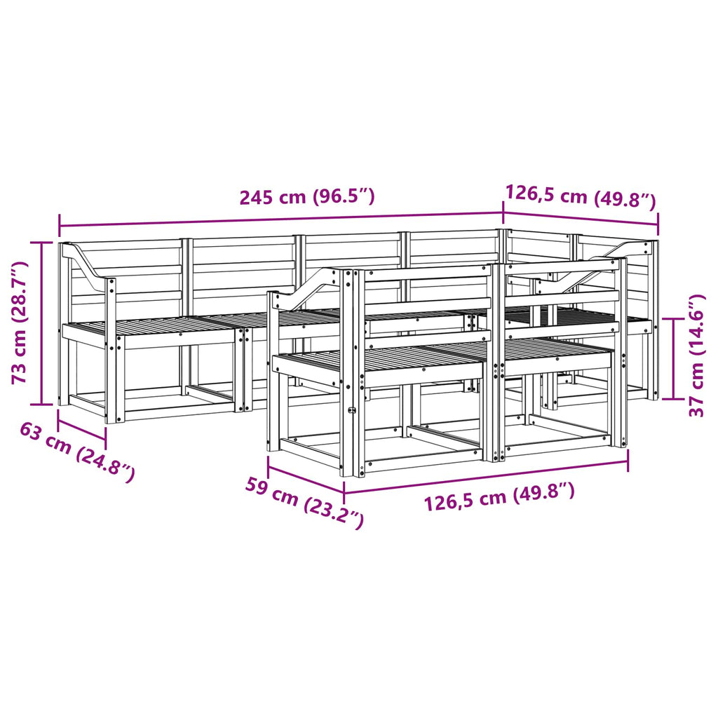 vidaXL Zestaw sof na zewnątrz 7 pcs Biały Lite Drewno Akacji