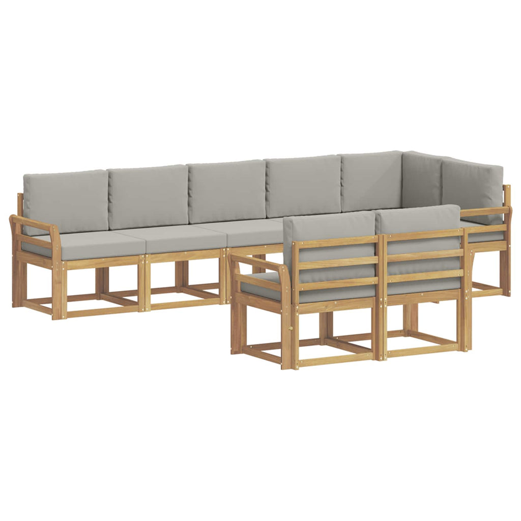 vidaXL Zestaw sof na zewnątrz z poduszką 8 pcs Biały i jasnoszary