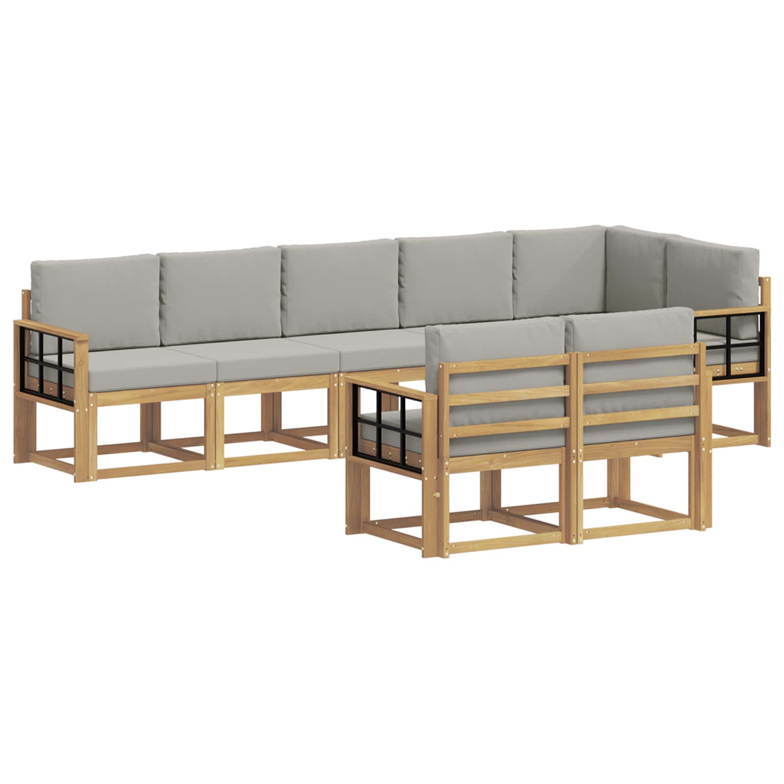vidaXL Zestaw sof na zewnątrz z poduszką 8 pcs Biały i jasnoszary
