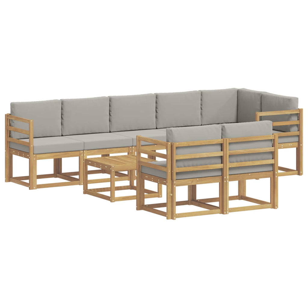 vidaXL Zestaw sof na zewnątrz z poduszką 9 pcs Biały i jasnoszary