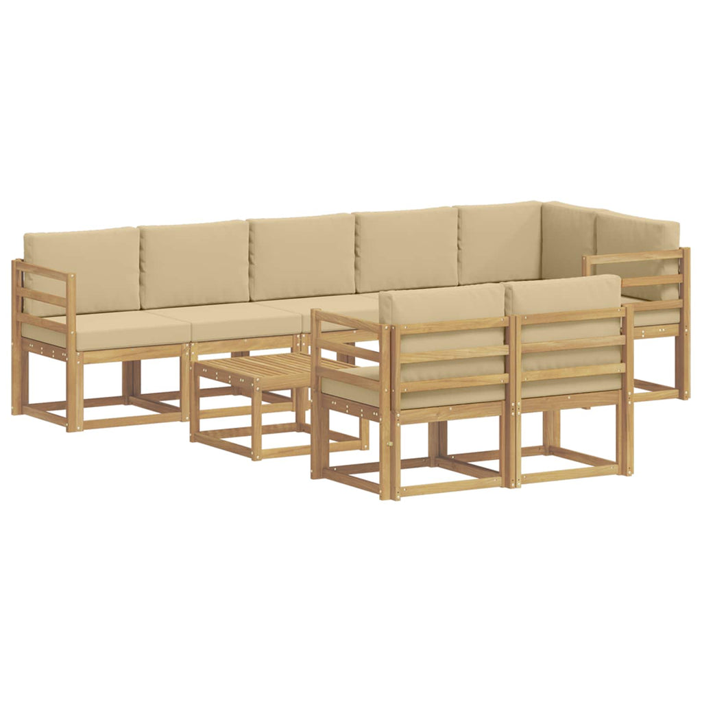 vidaXL Zestaw sof na zewnątrz 9 pcs Biały i Beżowy Poliester