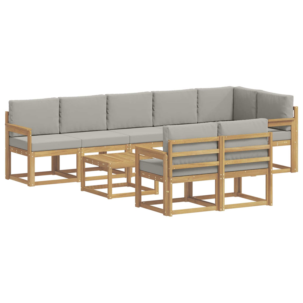 vidaXL Zestaw sof na zewnątrz z poduszką 9 pcs Biały i jasnoszary