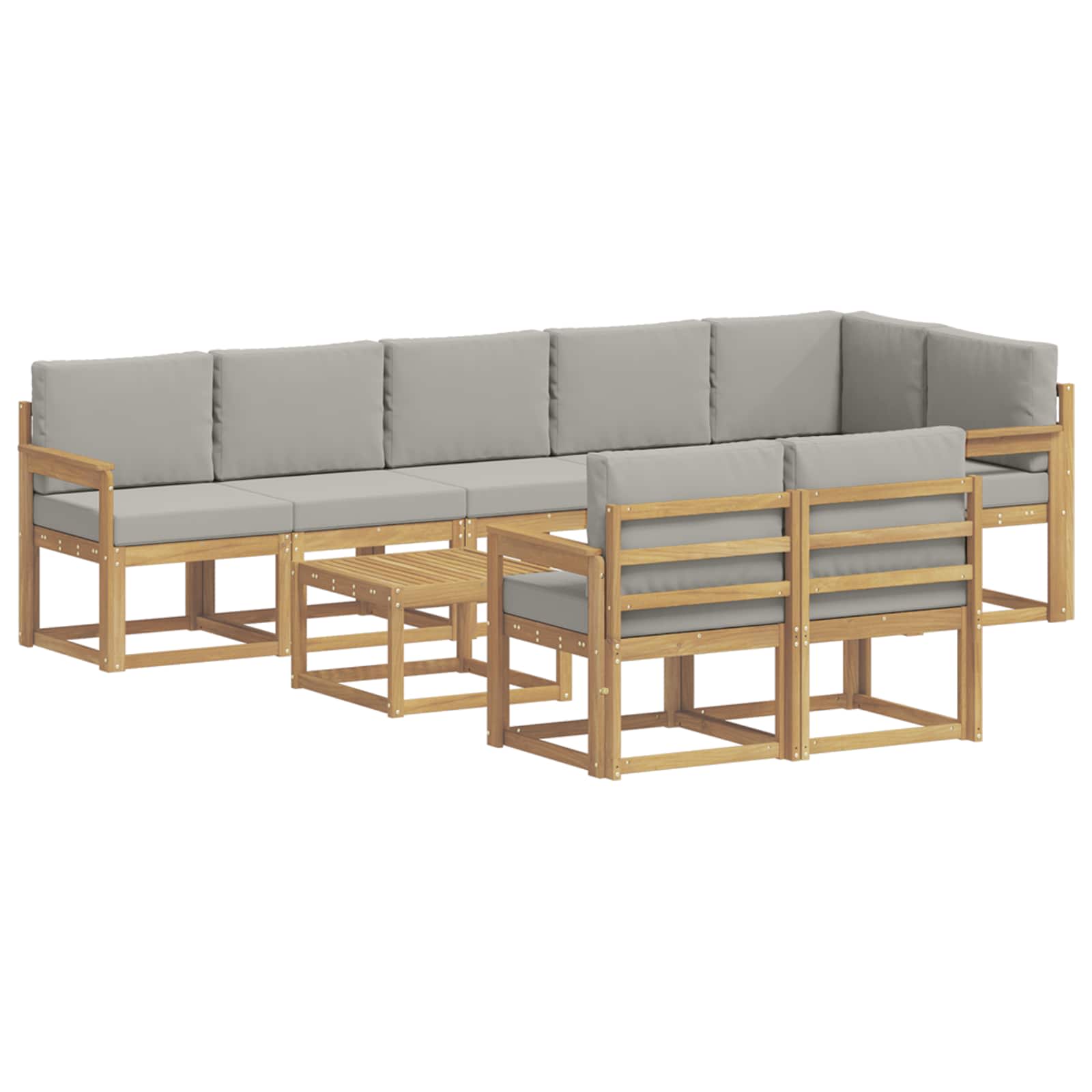 vidaXL Zestaw sof na zewnątrz z poduszką 9 pcs Biały i jasnoszary